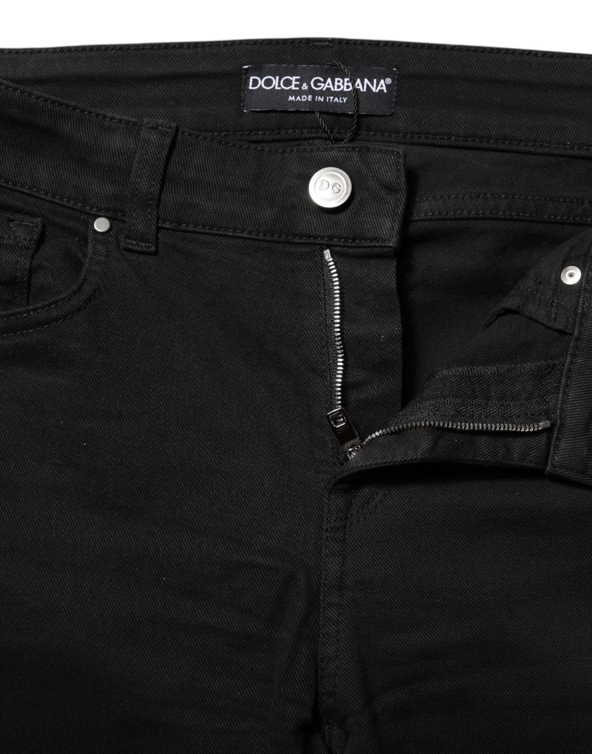 Dolce & Gabbana Black Cotton Skinny Mid Waisted Denim Jeans