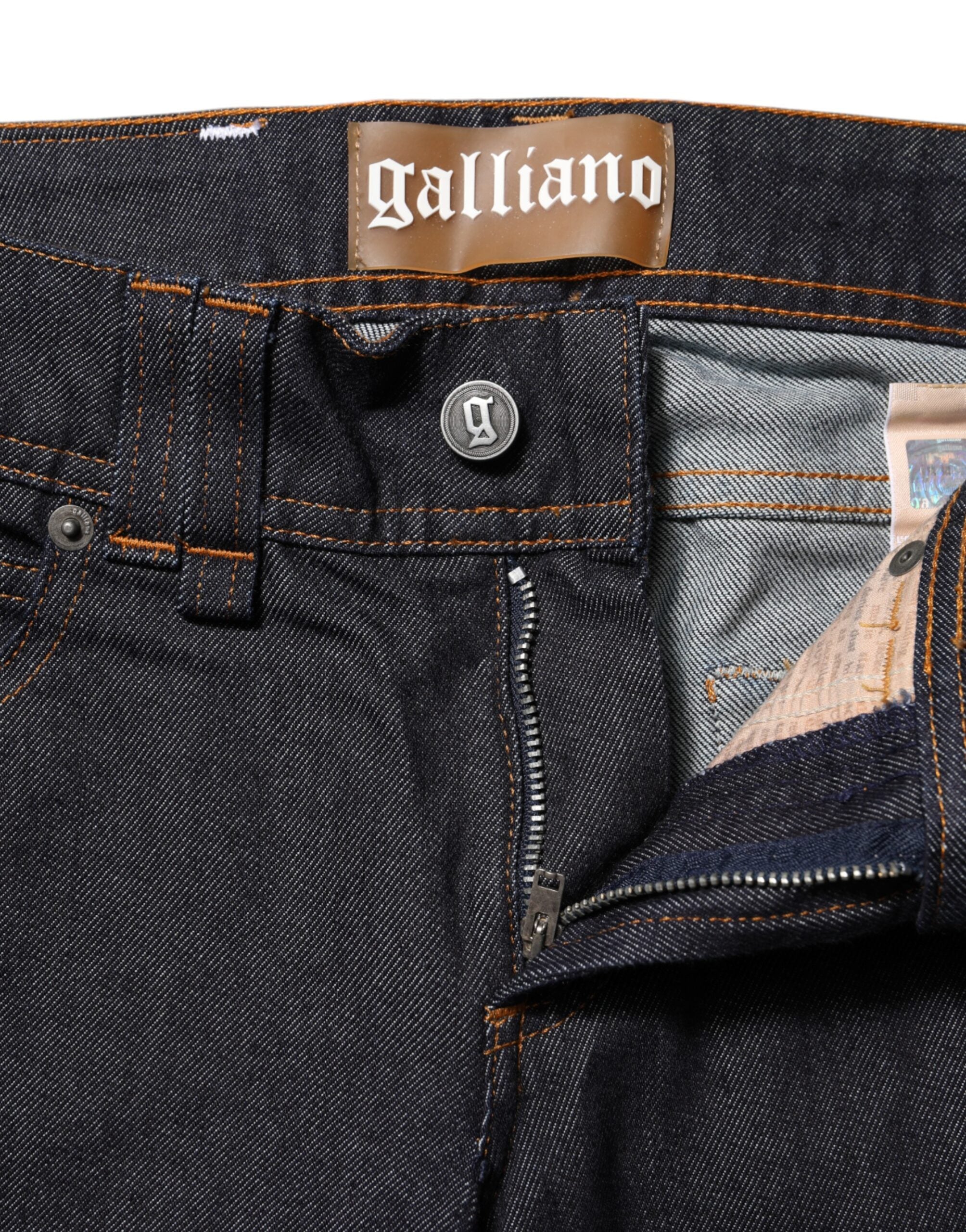 John Galliano Blue Mid Waist Flared Denim Jeans