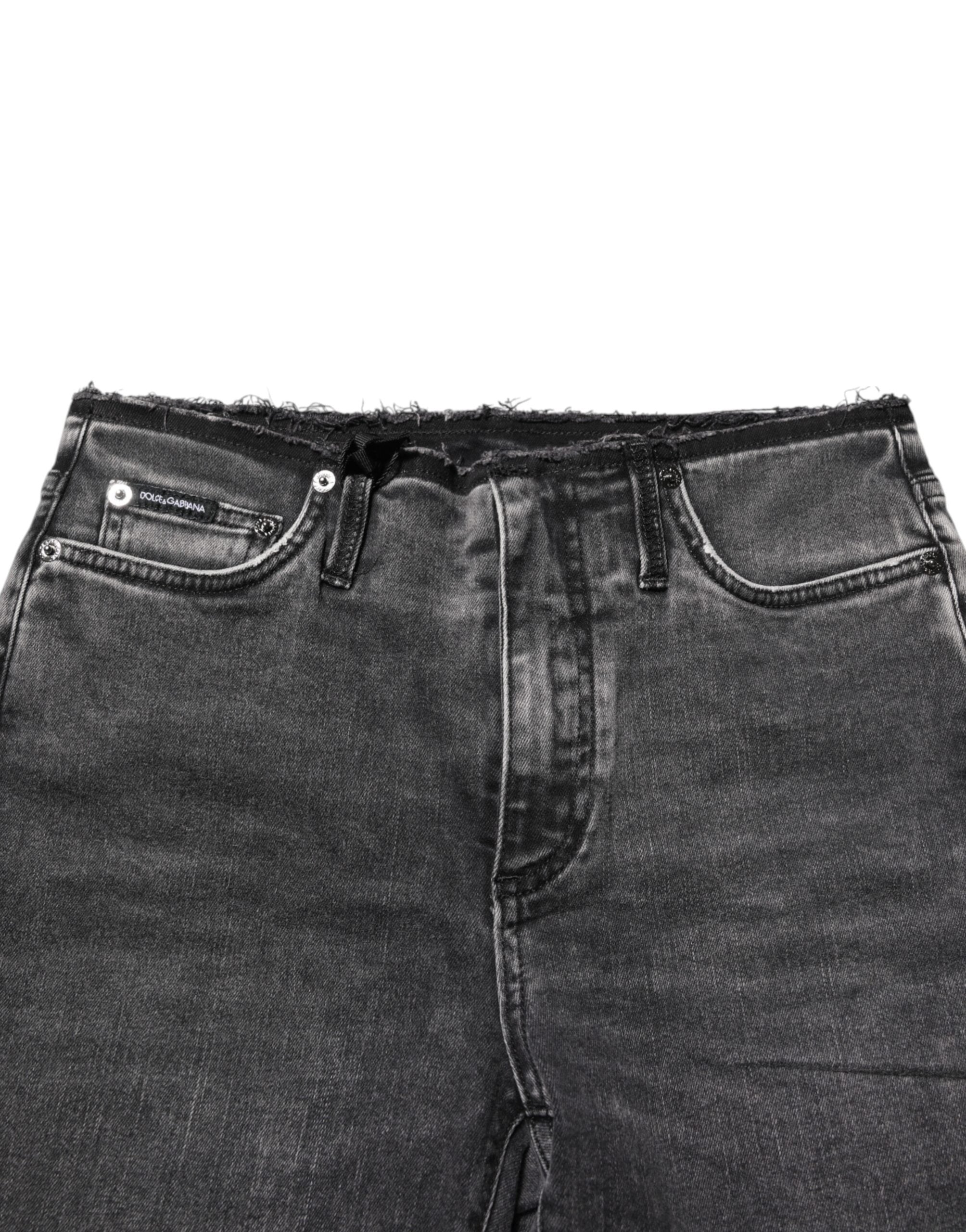 Dolce & Gabbana Gray Skinny Cotton Mid Waisted Denim Jeans