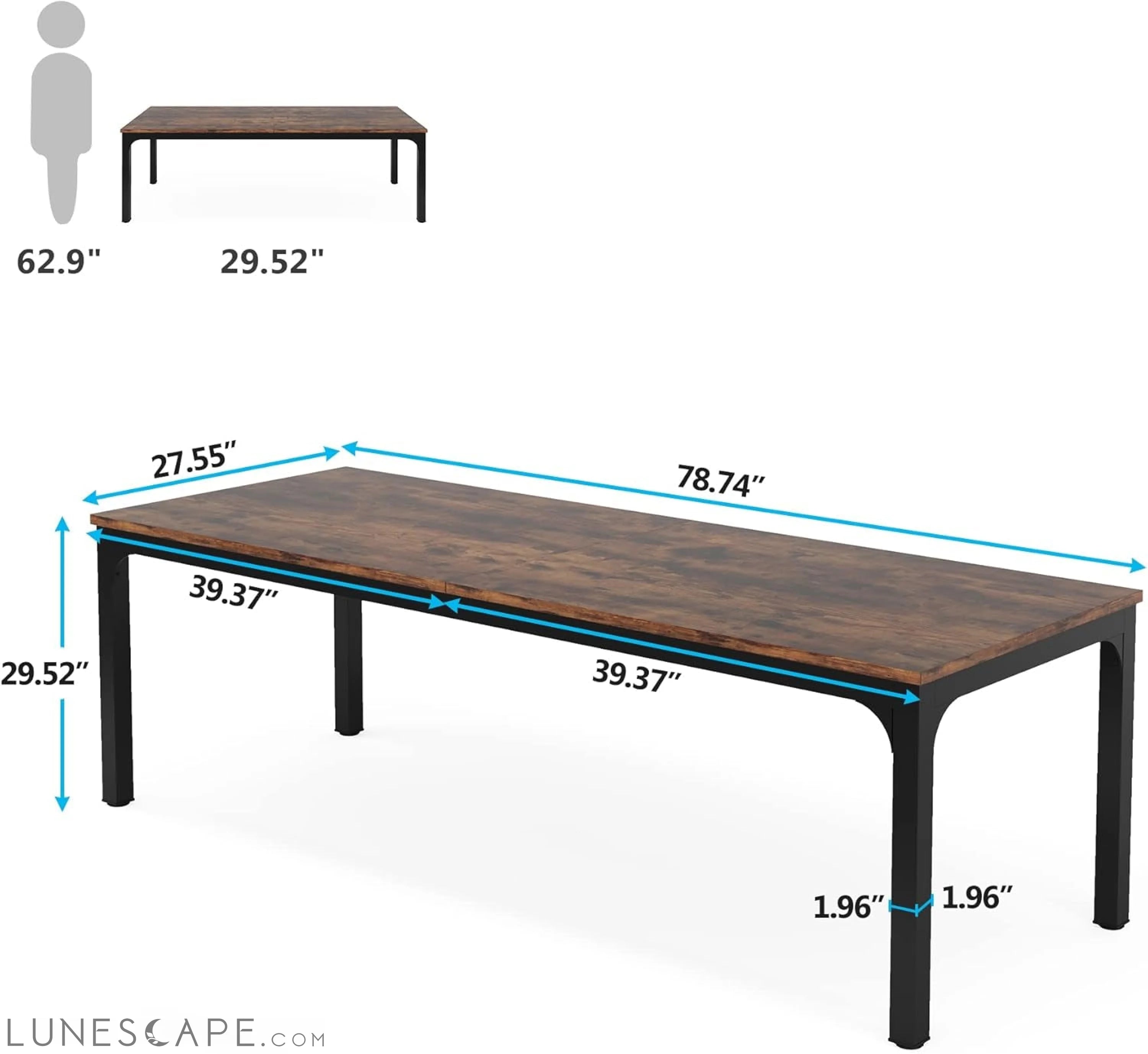78.7 Inches Extra Long Computer Desk 2 Person Desk, Double Long Desk, LUNESCAPE