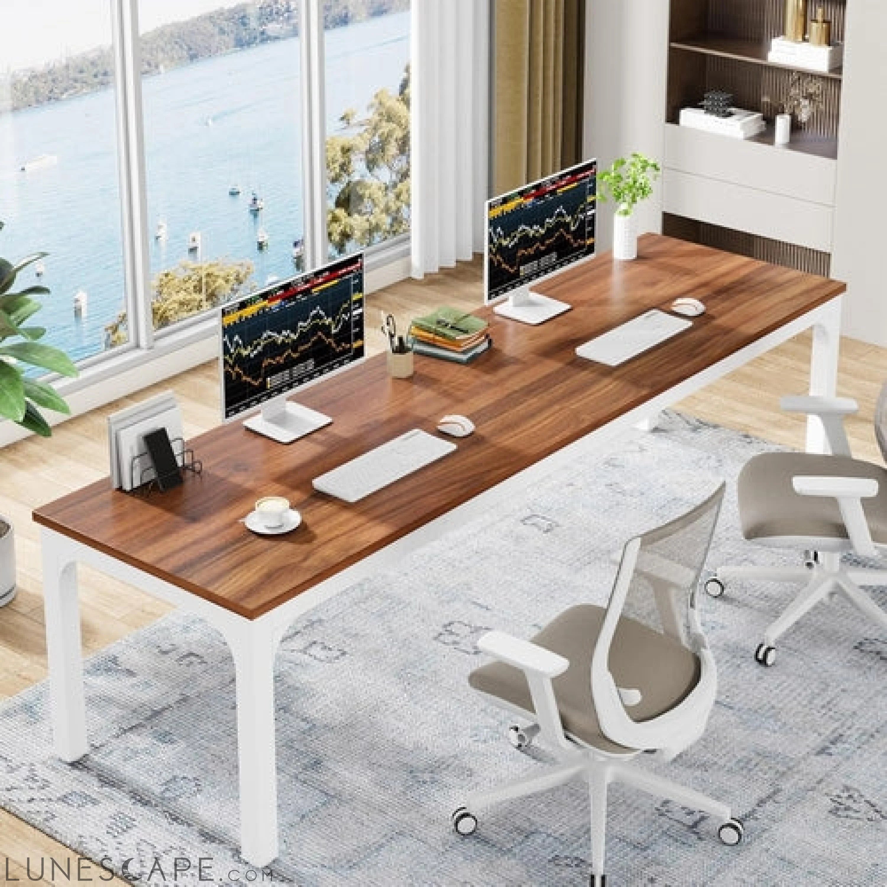 78.7 Inches Extra Long Computer Desk 2 Person Desk, Double Long Desk, LUNESCAPE