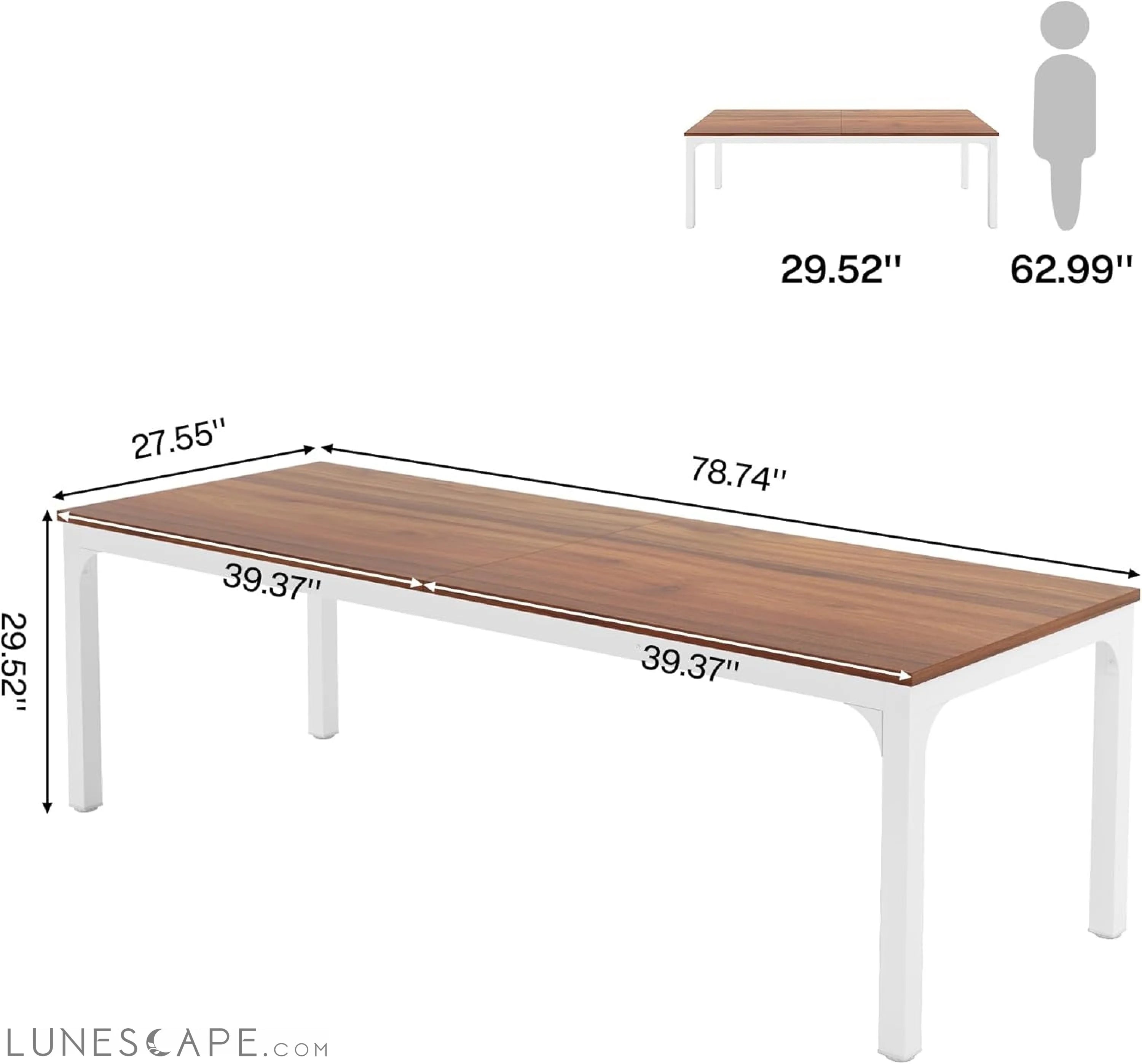 78.7 Inches Extra Long Computer Desk 2 Person Desk, Double Long Desk, LUNESCAPE