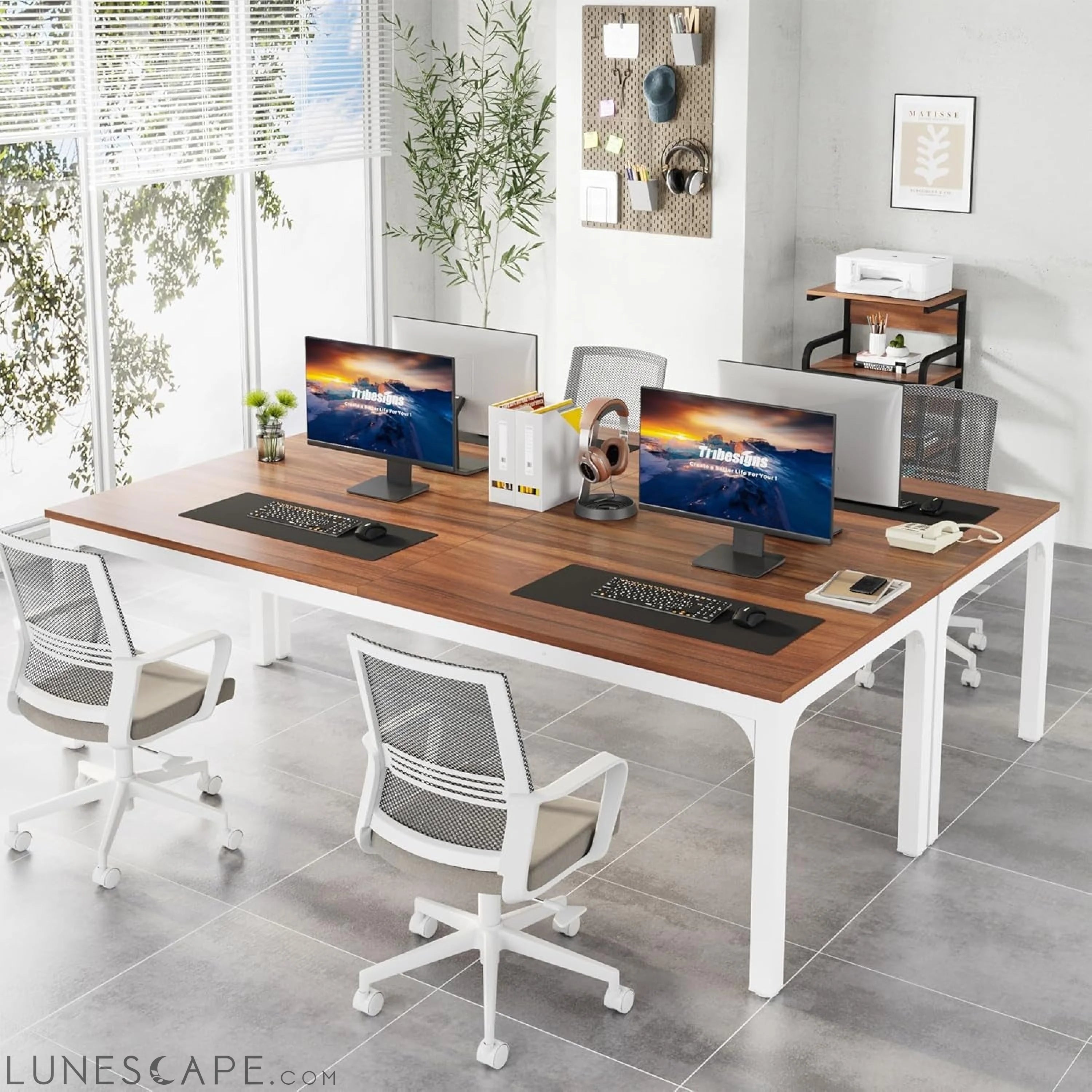 78.7 Inches Extra Long Computer Desk 2 Person Desk, Double Long Desk, LUNESCAPE