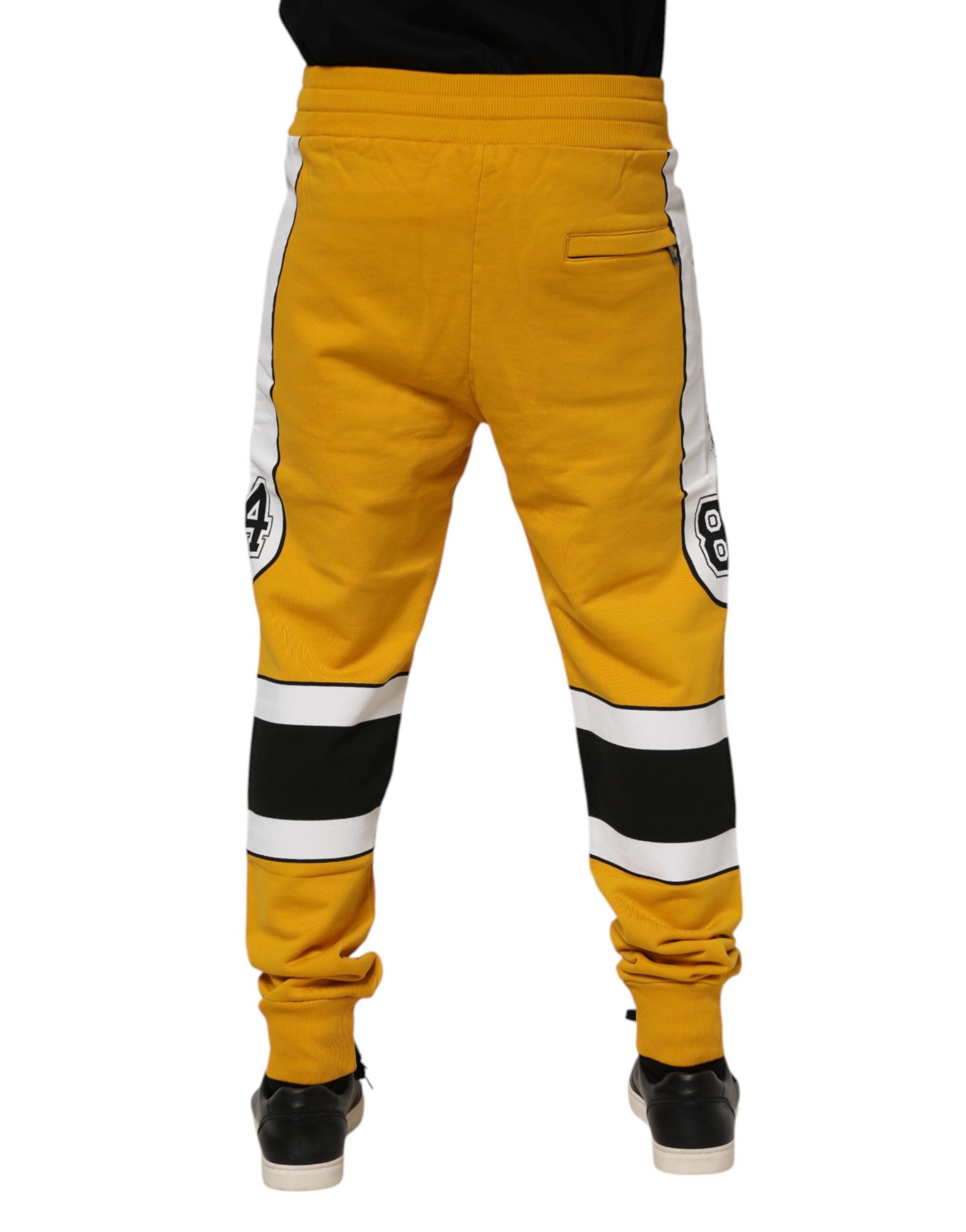 Dolce & Gabbana Yellow Cotton Logo Jogger Sweatpants Pants