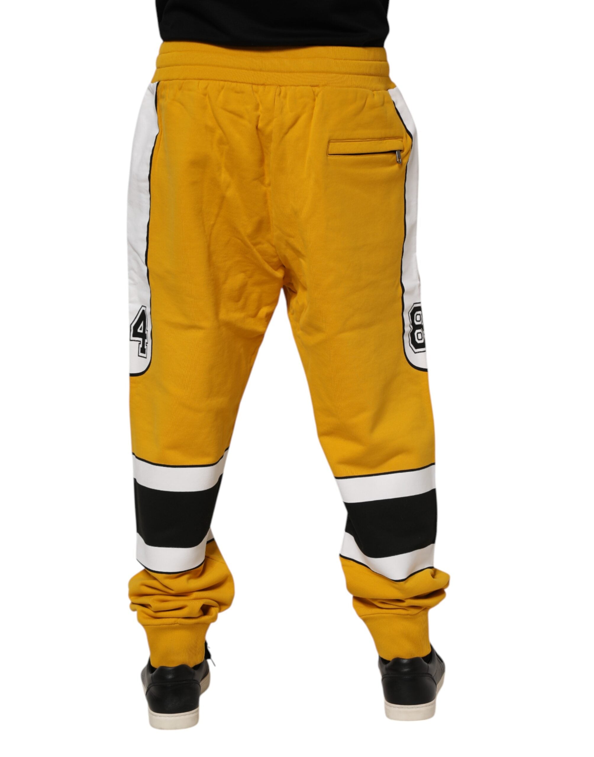Dolce & Gabbana Yellow Cotton Logo Drawstring Jogger Sweatpants Pants