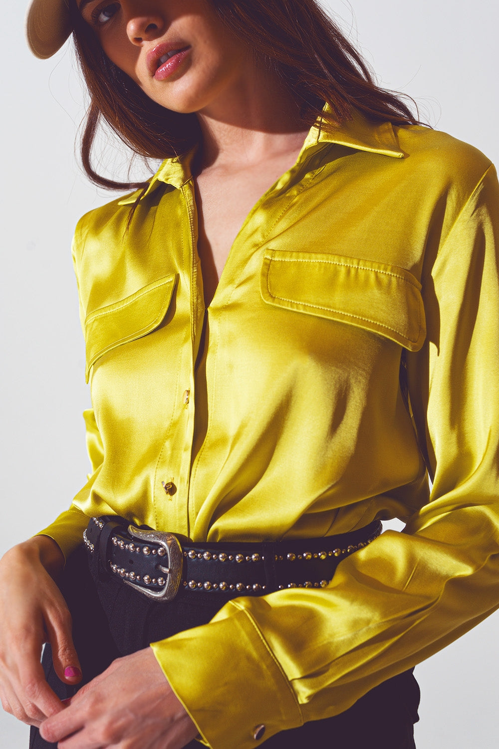 Satin Blouse in Lime Green LUNESCAPE