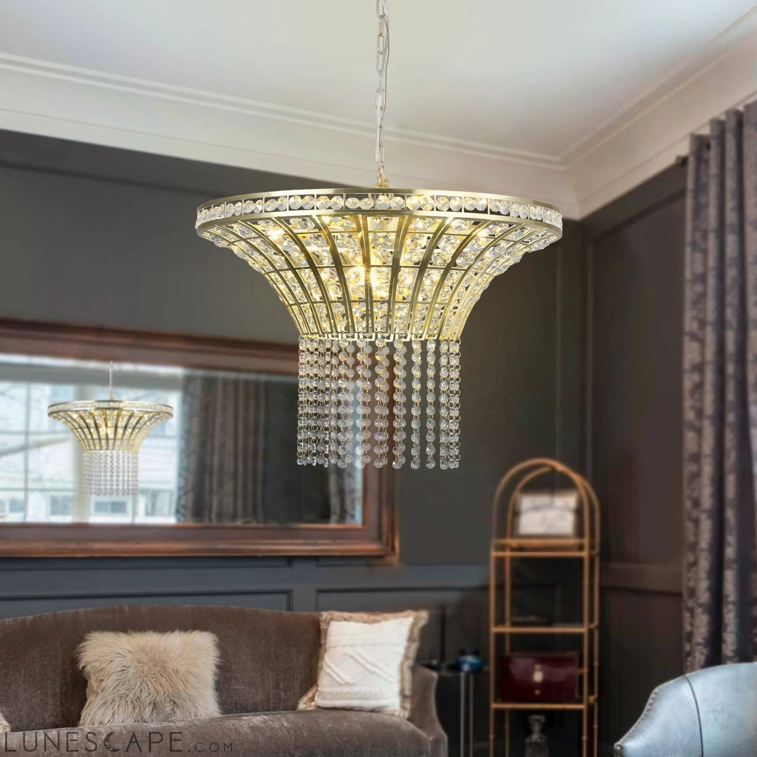 8-Light 23.6" Wide Crystal Waterfall Chandelier (Bulb Not Included) LUNESCAPE