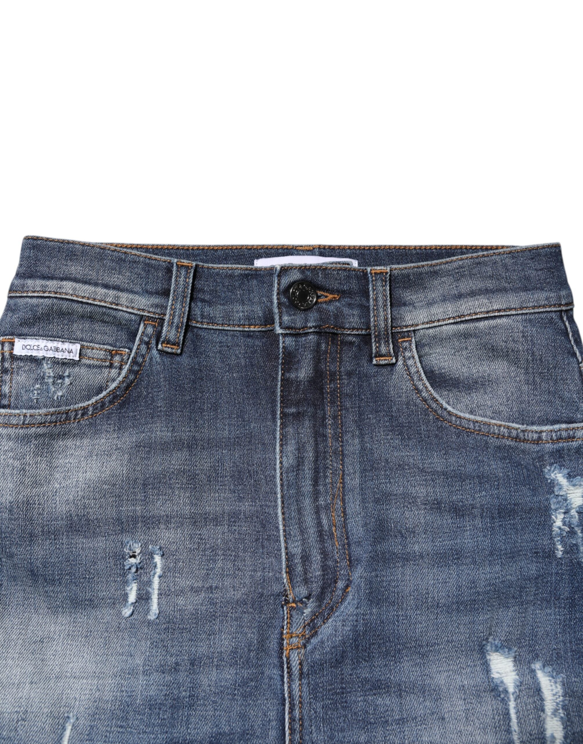 Dolce & Gabbana Blue Cotton HighWaist Skinny Denim Jeans