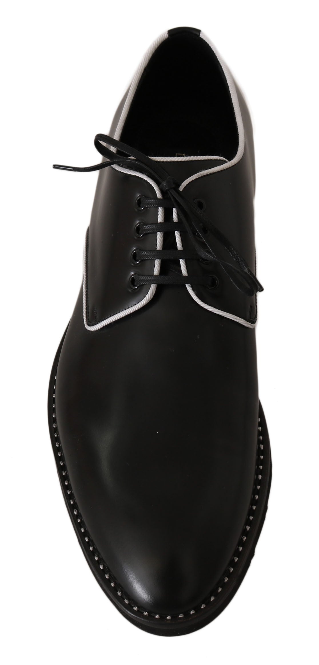 Dolce & Gabbana Black Leather White Line Dress Derby Shoes LUNESCAPE