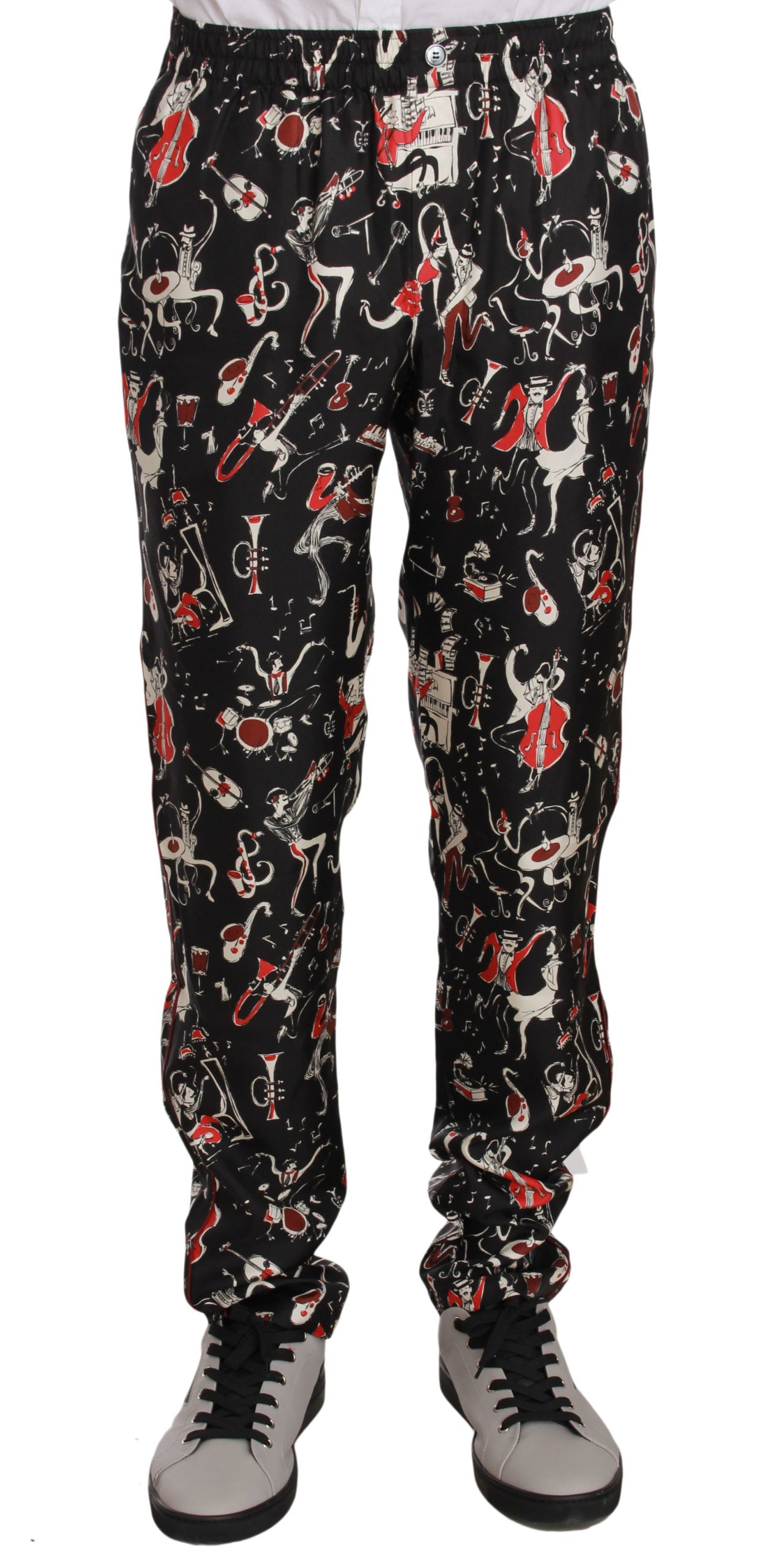 Dolce & Gabbana Red Musical Instrument Print Sleepwear Pants LUNESCAPE