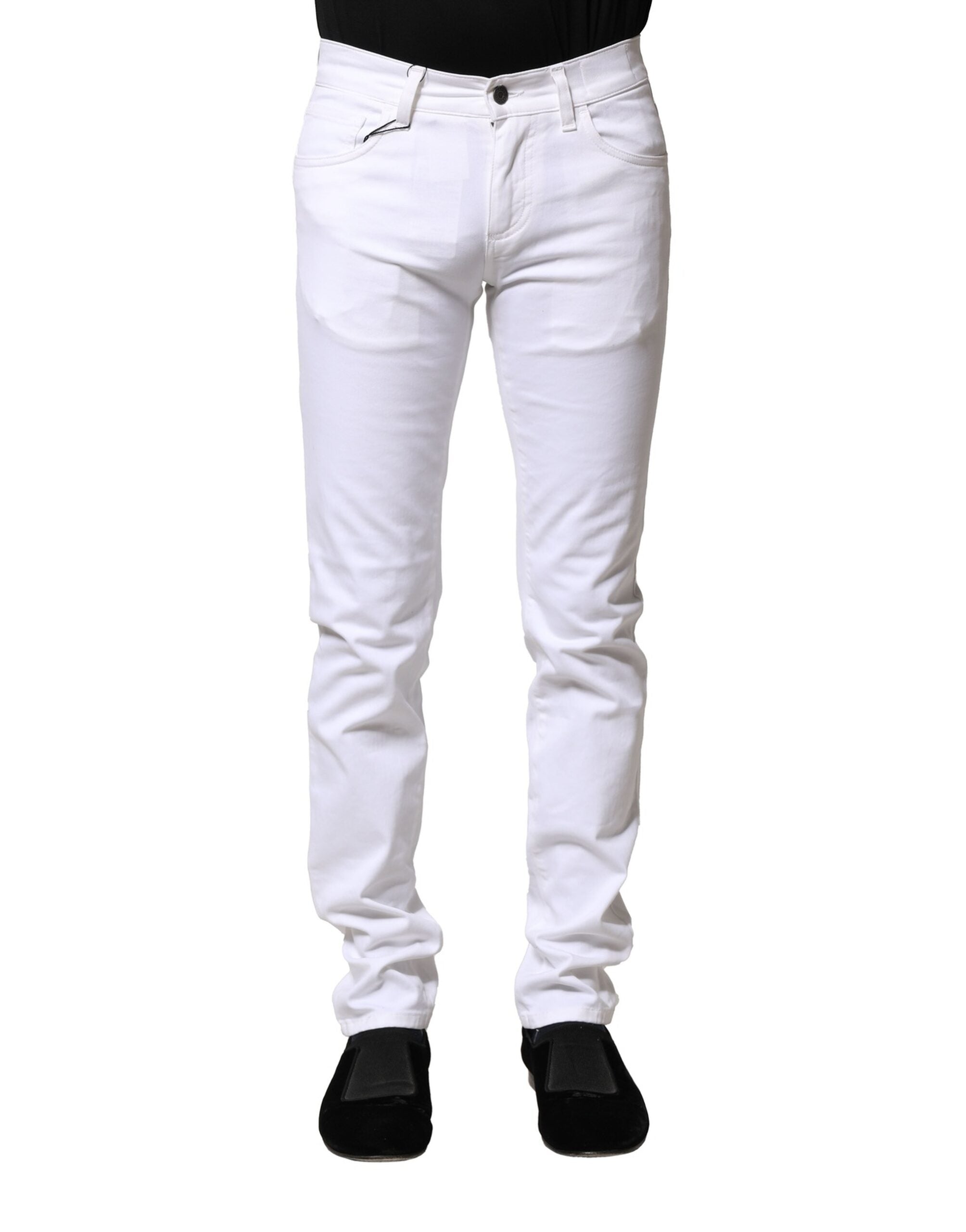 Dolce & Gabbana White Cotton Skinny Men Denim Jeans LUNESCAPE