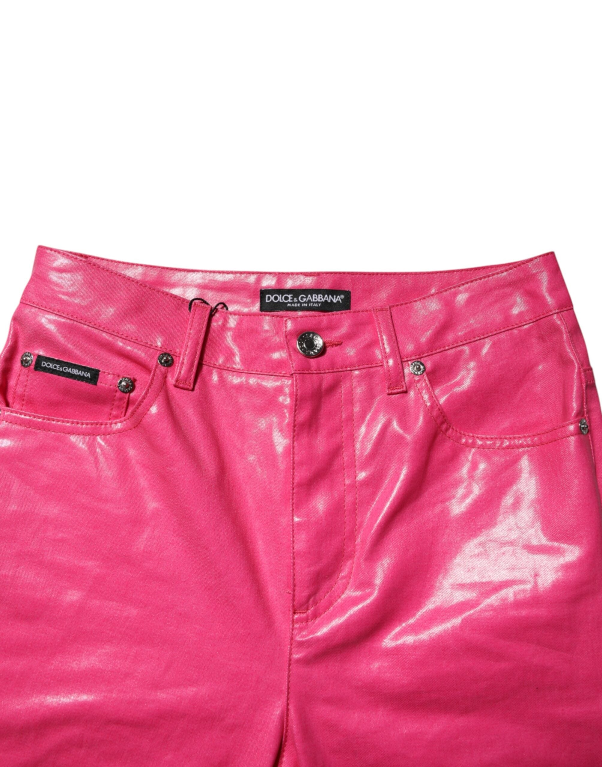 Dolce & Gabbana Pink Cotton High Waisted Skinny Denim Jeans