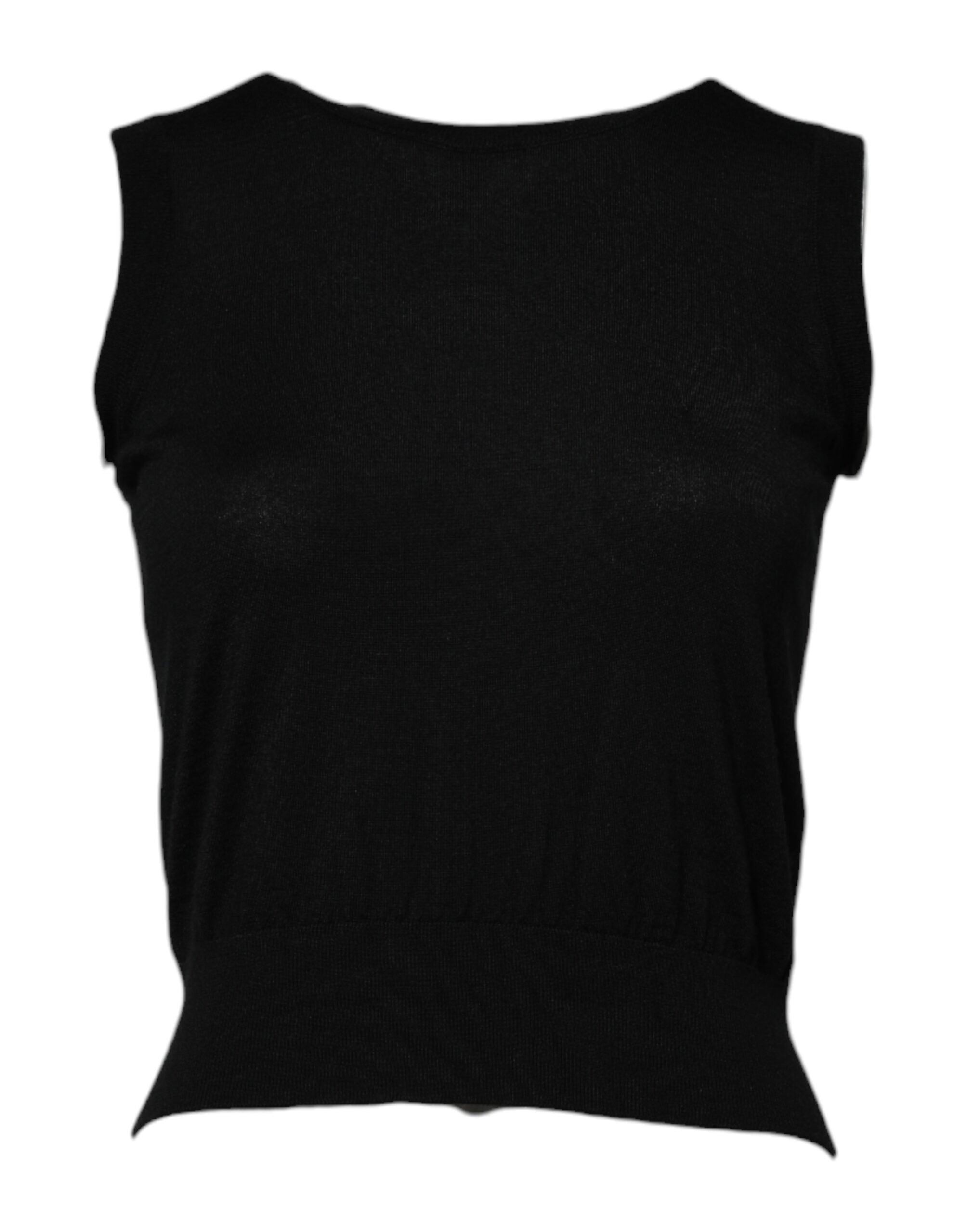 Dolce & Gabbana Black Cashmere Sleeveless Women Tank T-shirt