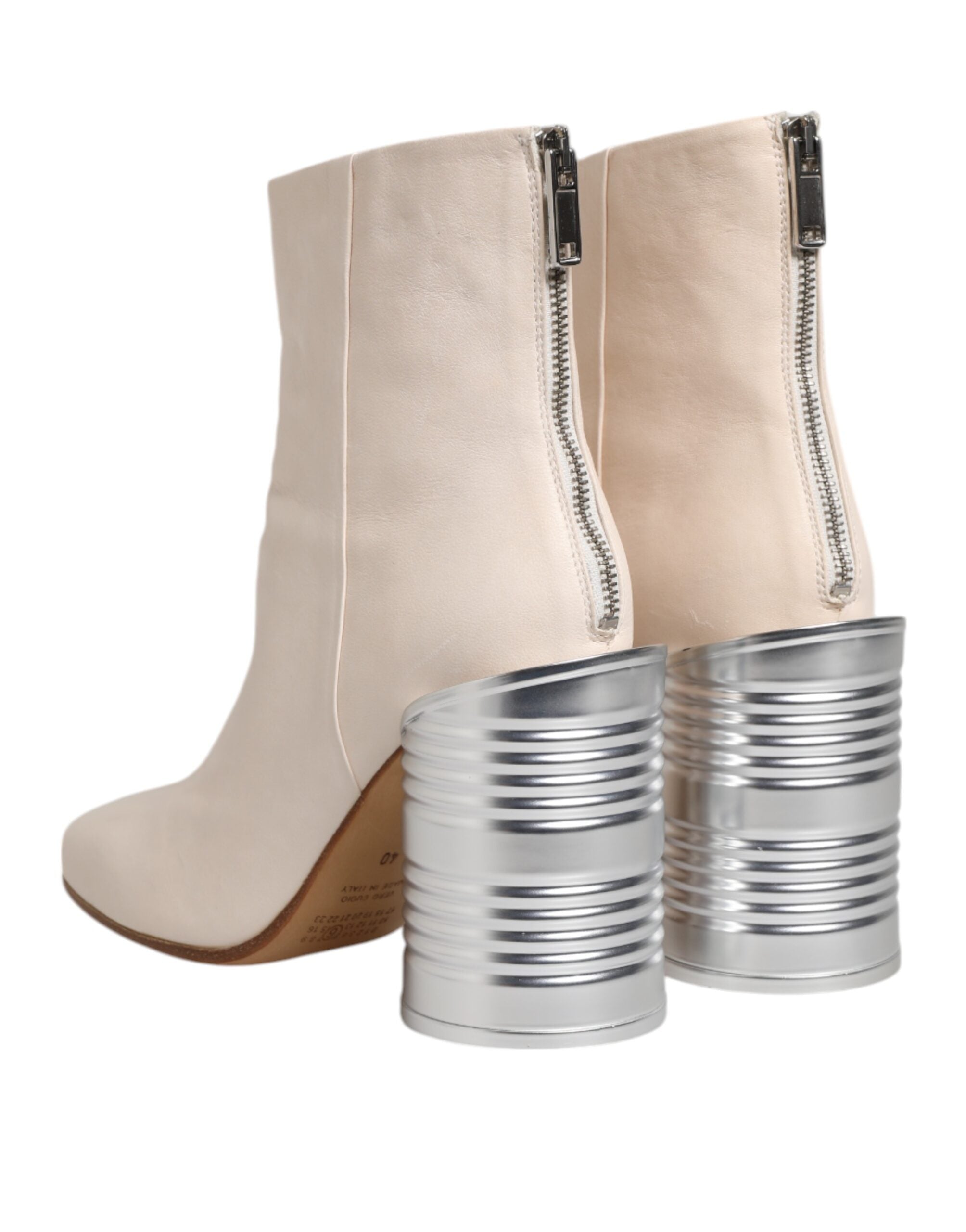 Maison Margiela White Calf Leather Can Heel Boots Shoes