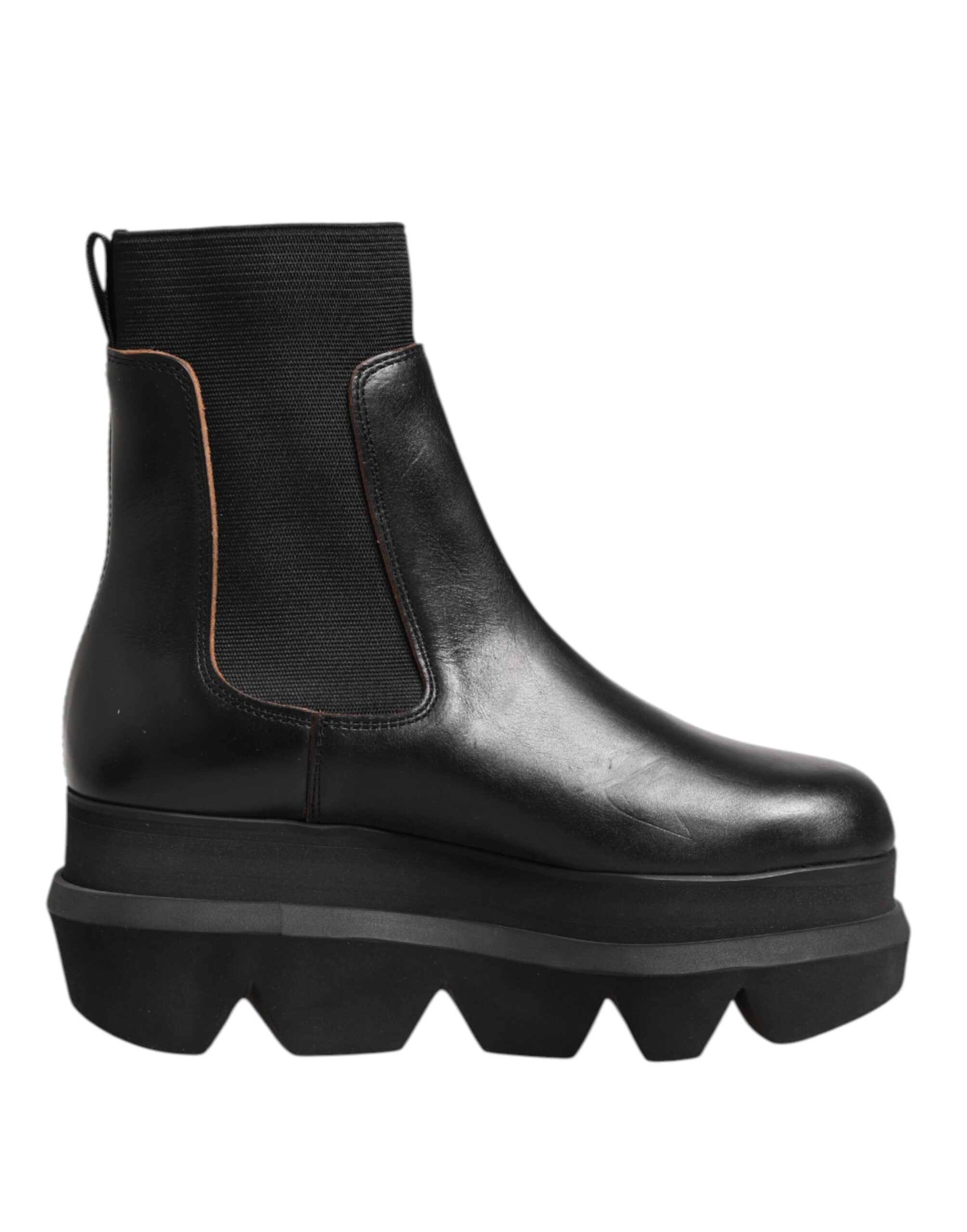 Sacai Black Chelsea Leather Pull On Women Ankle Boots Shoes