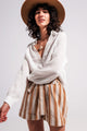 V Neck Blouse With Lace Detail in Cream LUNESCAPE