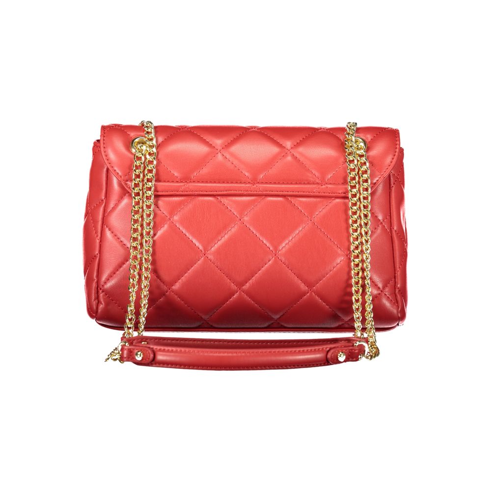 Mario Valentino Rosso Polyurethane Women's Bag with Chain and Internal Pockets