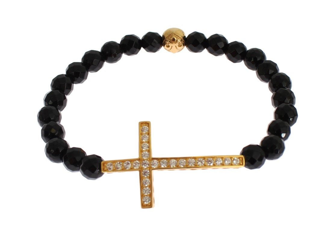 Nialaya Gold Plated Sterling Bracelet with CZ Diamond Cross LUNESCAPE