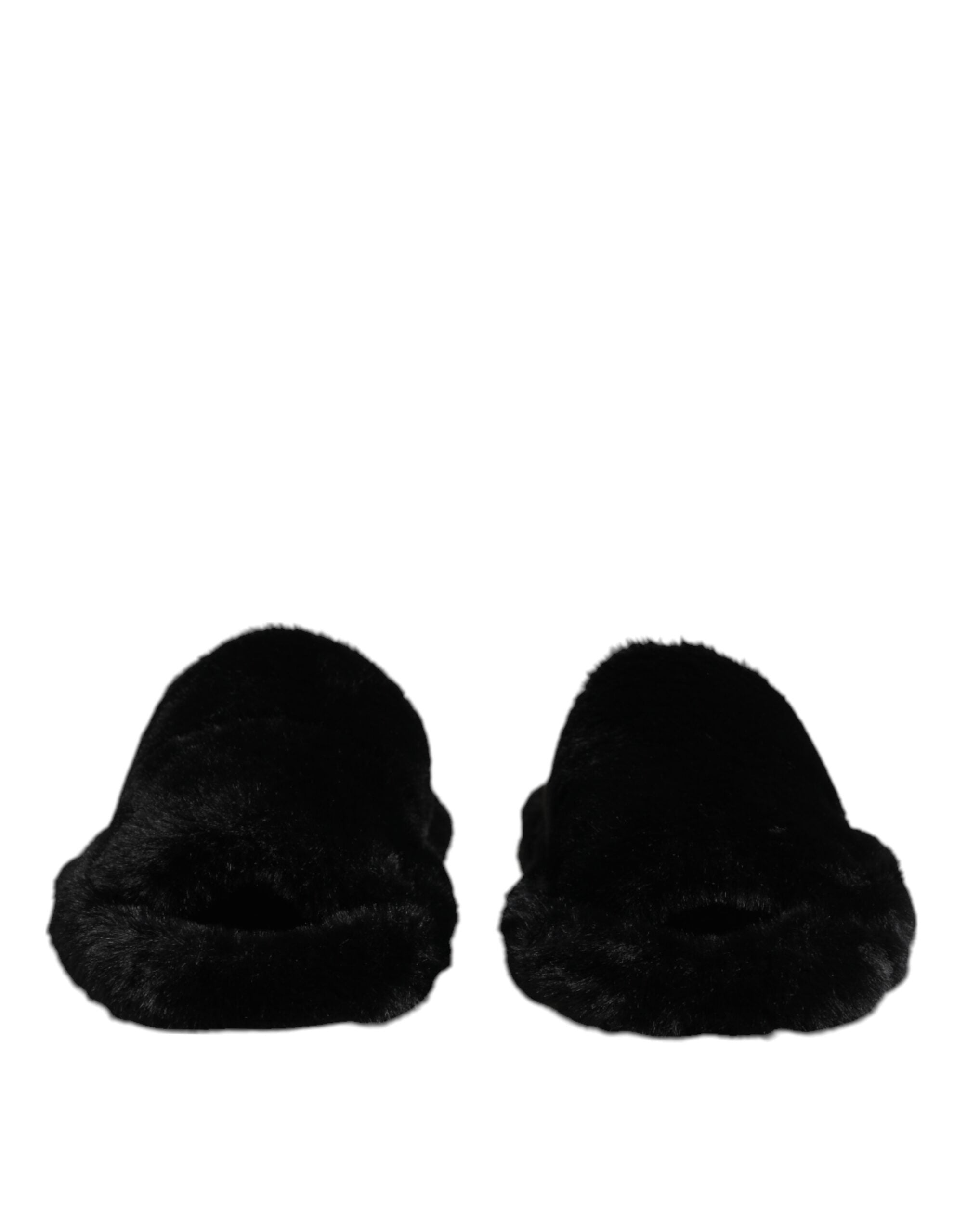 Dolce & Gabbana Black Polyester Velvet Slipper