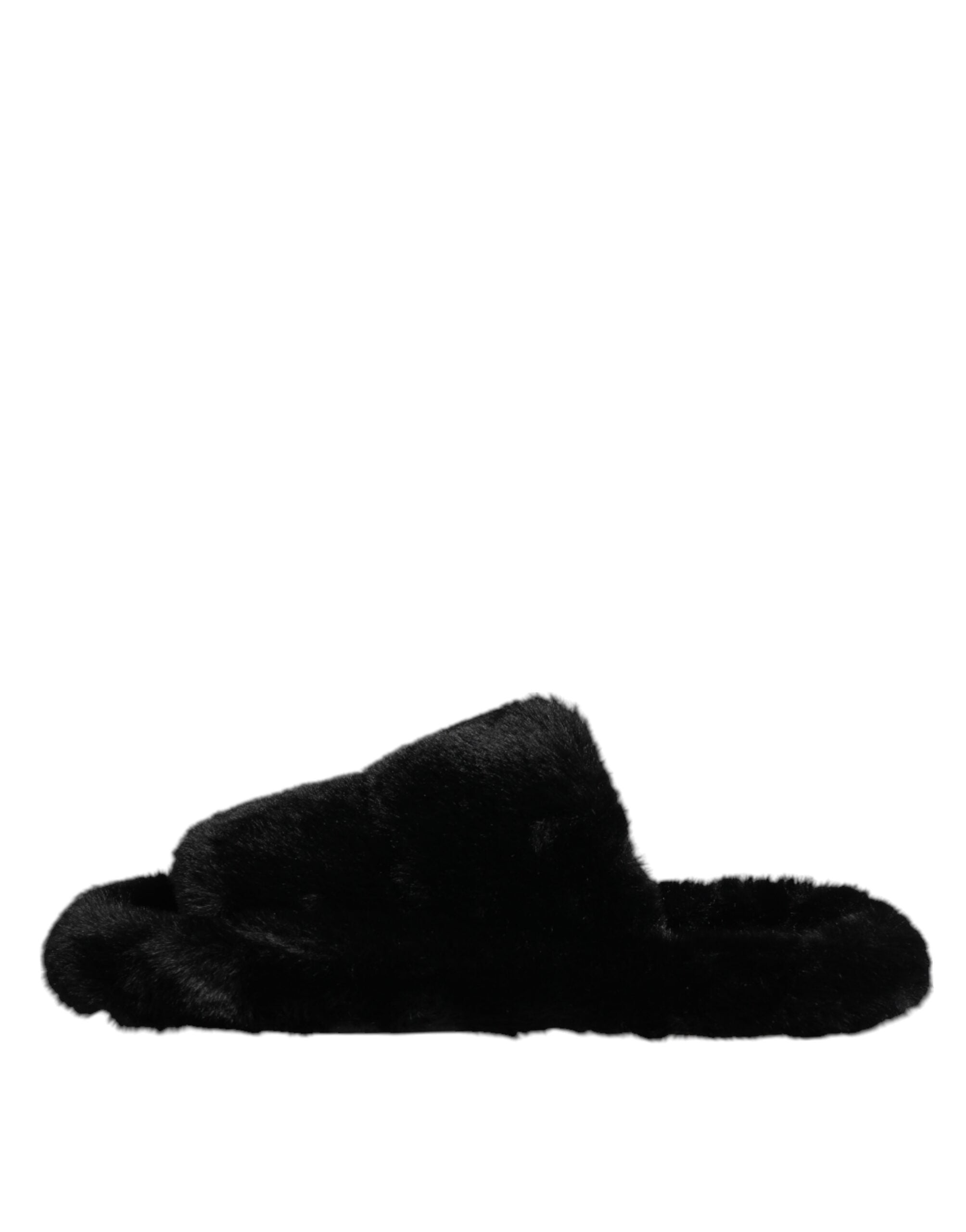 Dolce & Gabbana Black Polyester Velvet Slipper