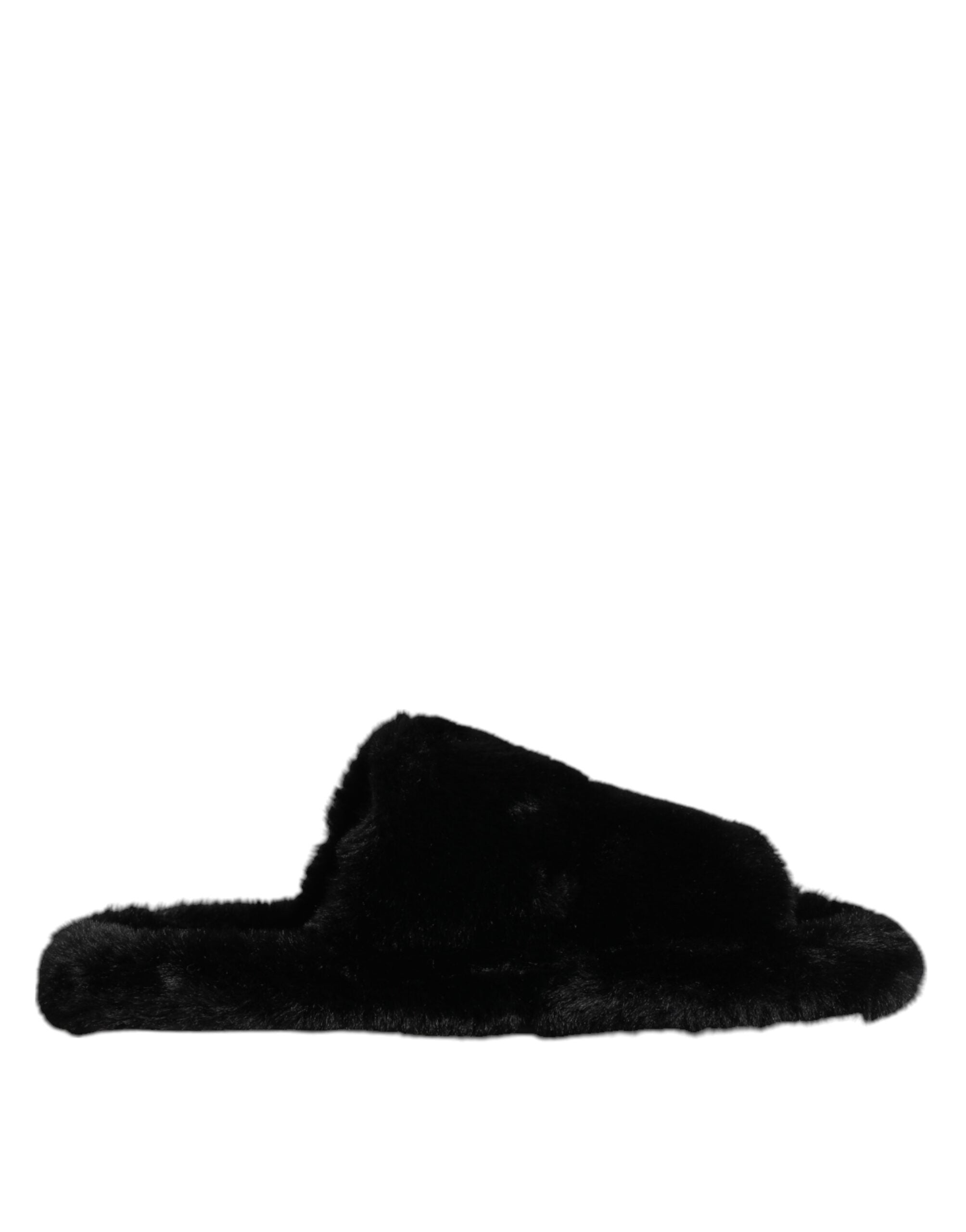 Dolce & Gabbana Black Polyester Velvet Slipper