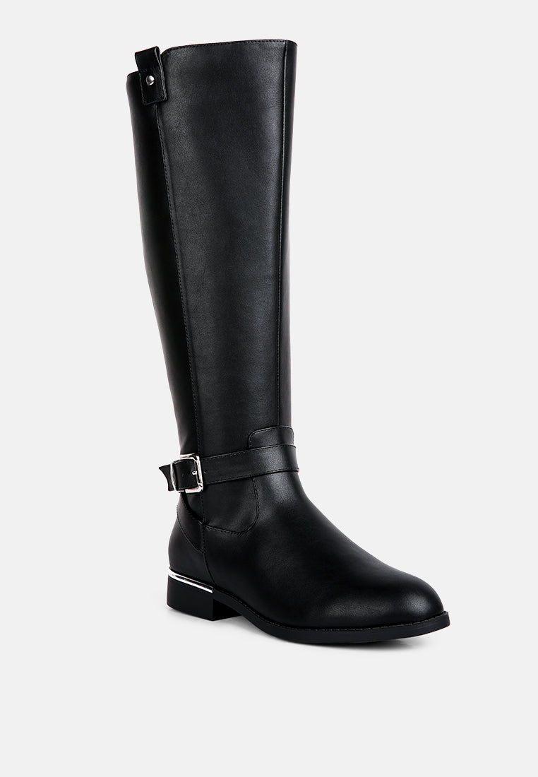 Renny Buckle Strap Embellished Calf Boots LUNESCAPE