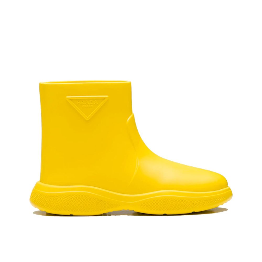 Prada Yellow Rubber Ankle Rain Boots