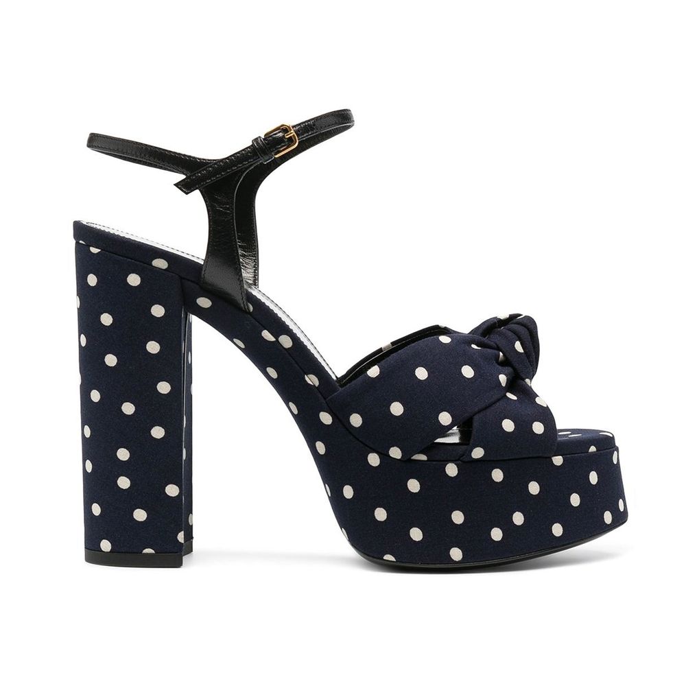 Saint Laurent Bianca Polka-Dot Sandals LUNESCAPE