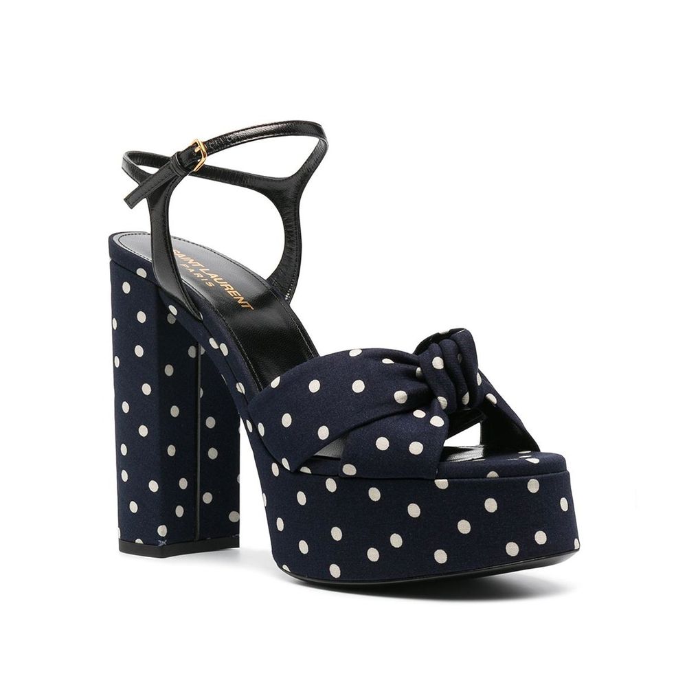 Saint Laurent Bianca Polka-Dot Sandals LUNESCAPE