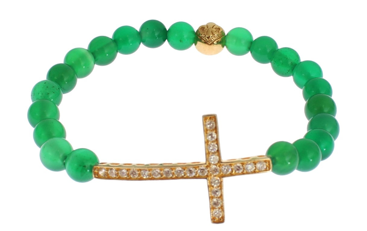 Nialaya Elegant Green Jade Bead & Gold Plated Bracelet LUNESCAPE