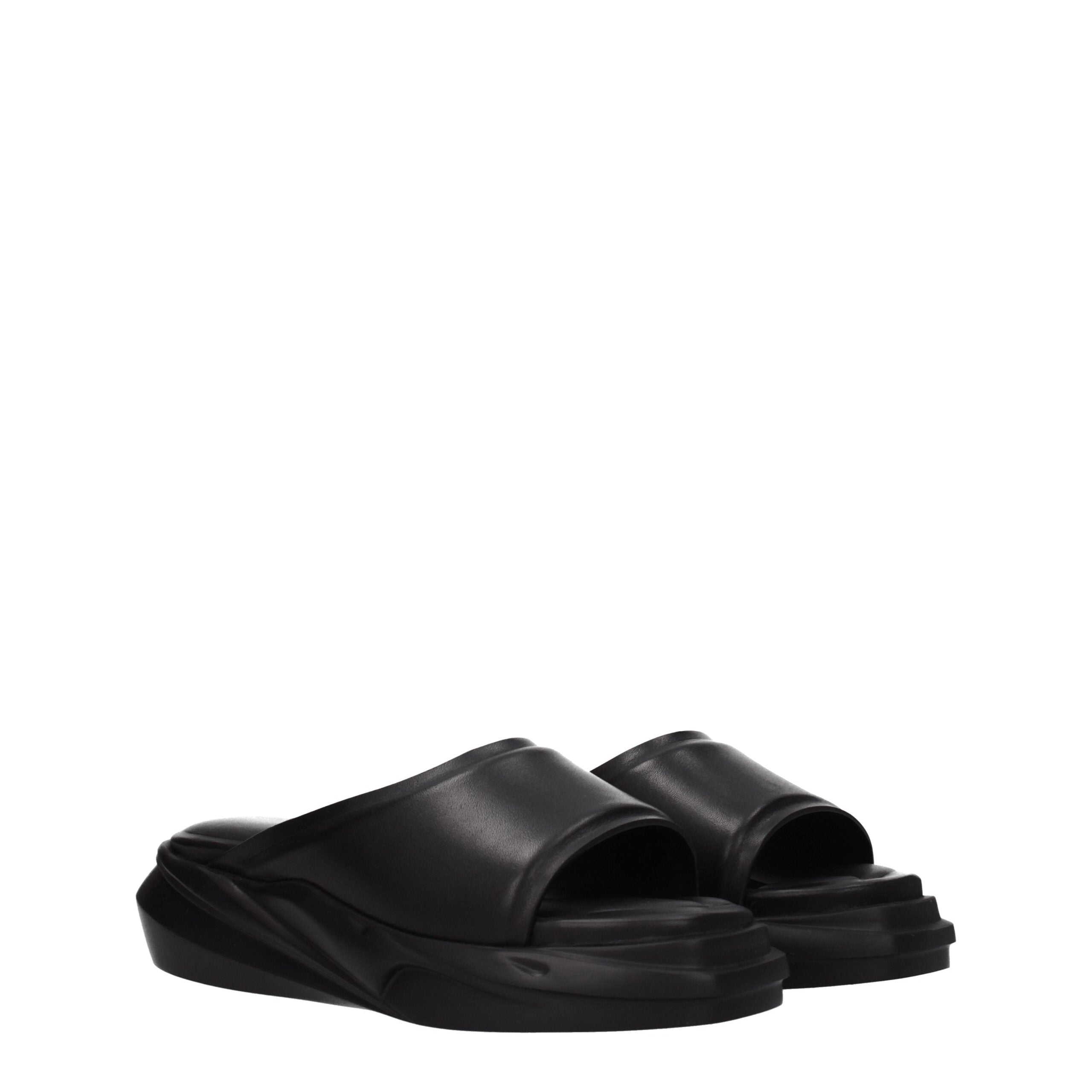 Alyx Black Leather Slippers Sandals LUNESCAPE