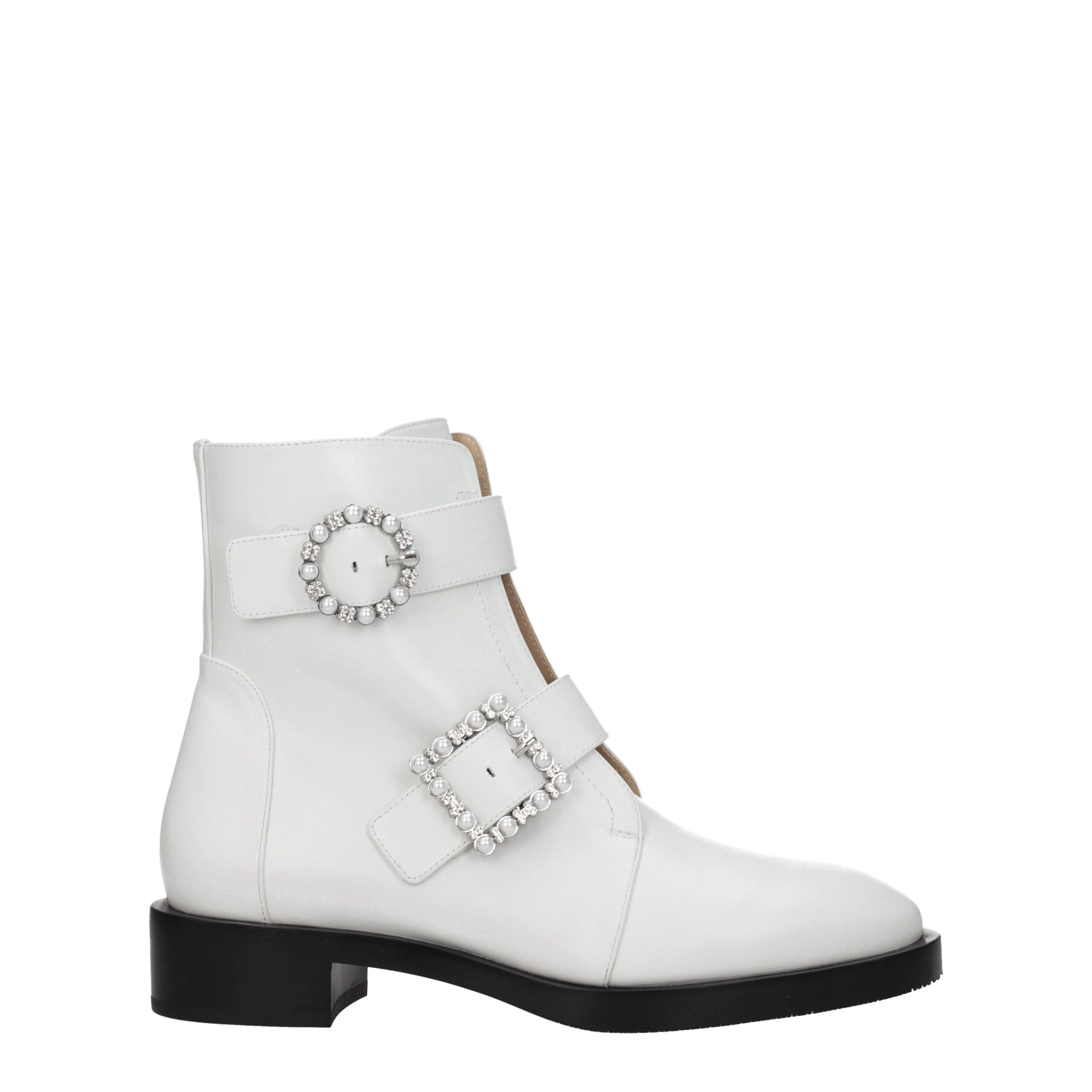 Stuart Weitzman White Leather Ankle Boots LUNESCAPE