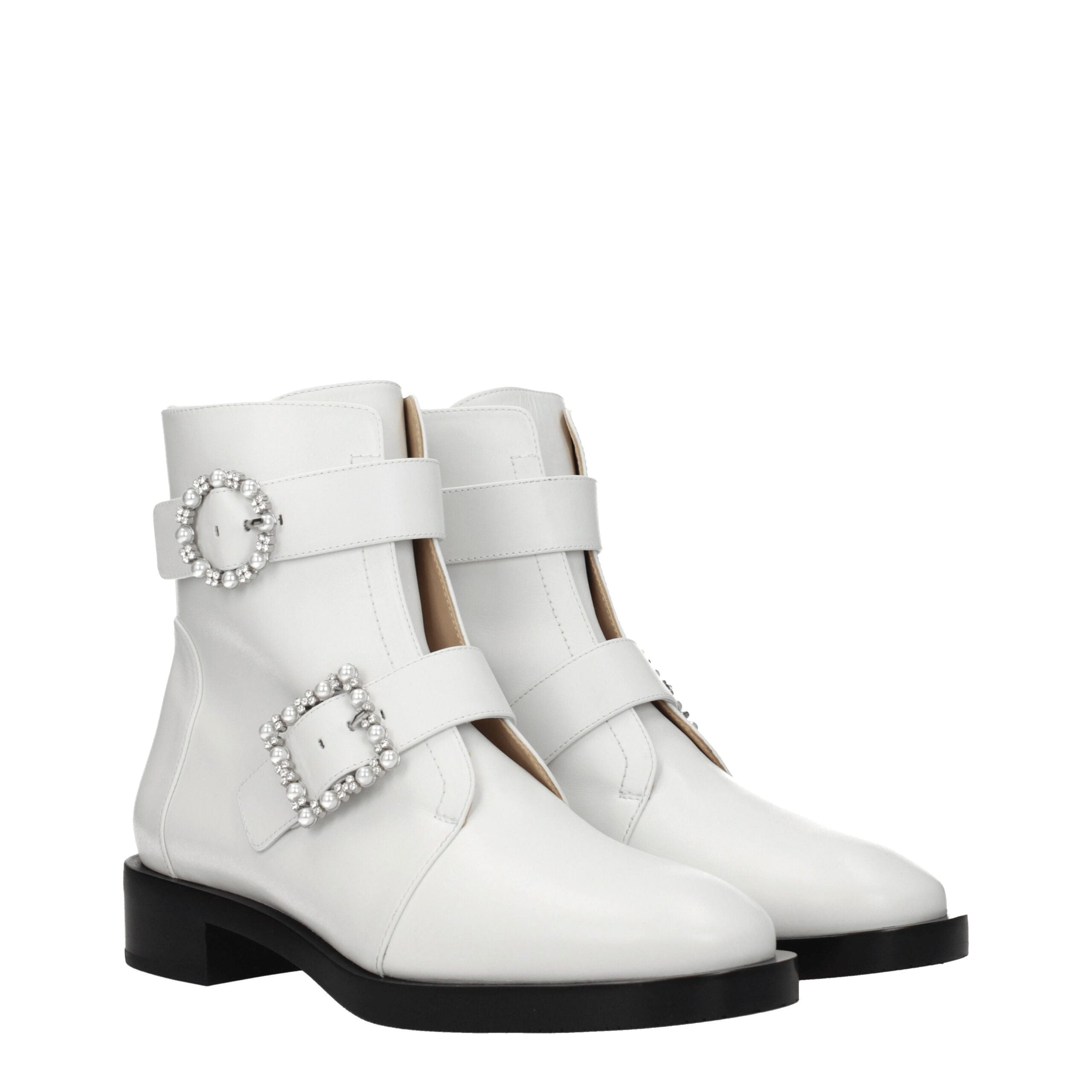 Stuart Weitzman White Leather Ankle Boots LUNESCAPE