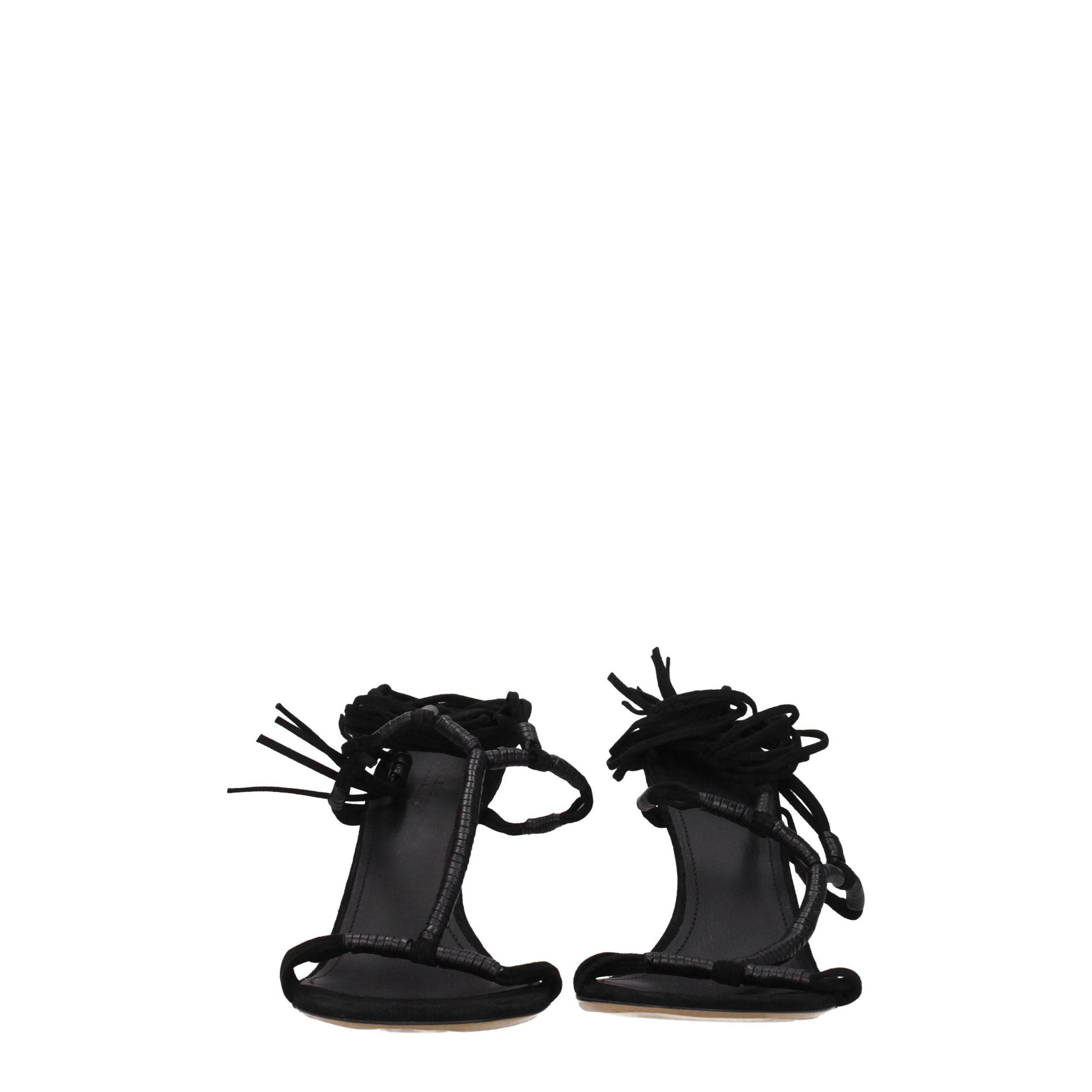 Isabel Marant Black Leather Stiletto Heels Sandals LUNESCAPE