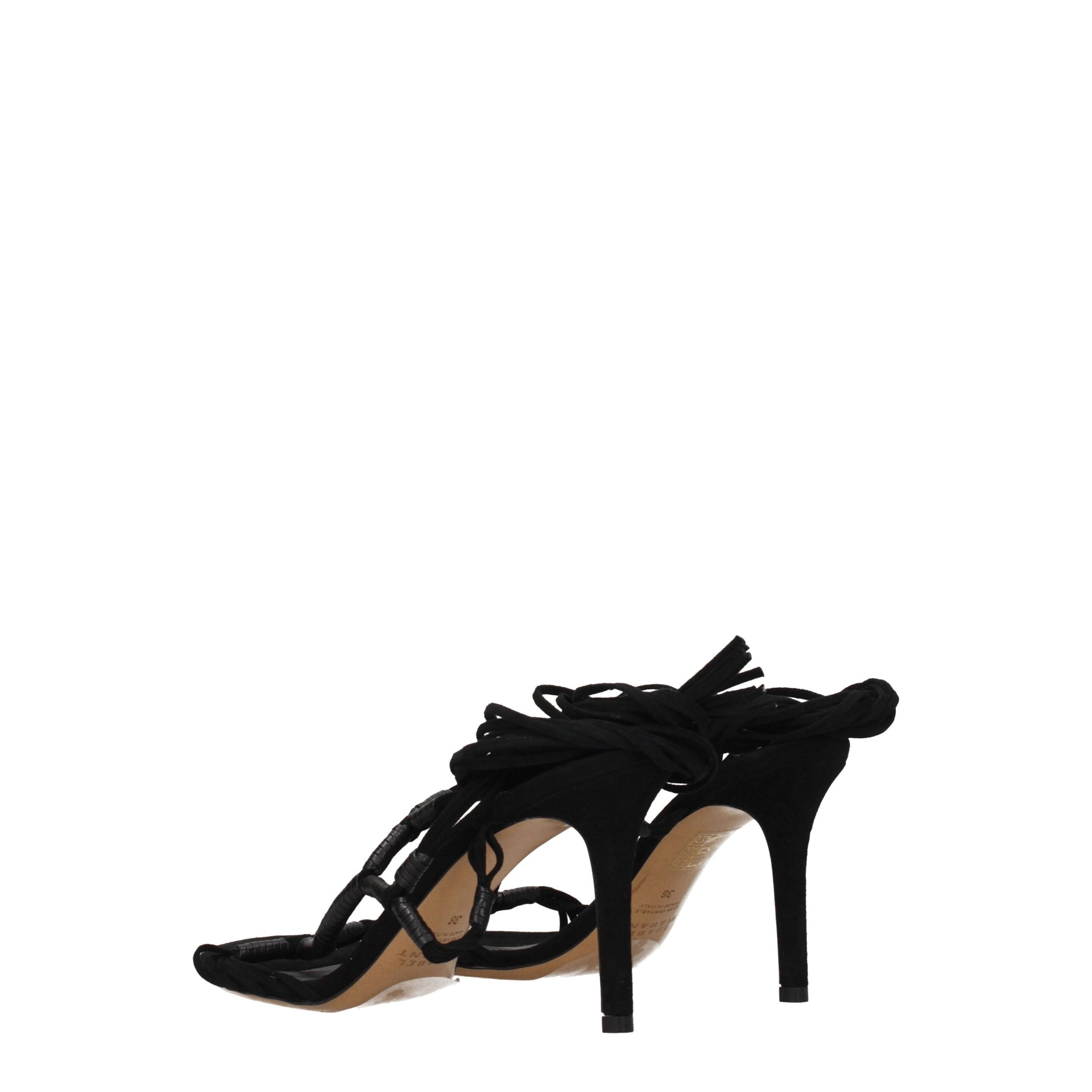 Isabel Marant Black Leather Stiletto Heels Sandals LUNESCAPE