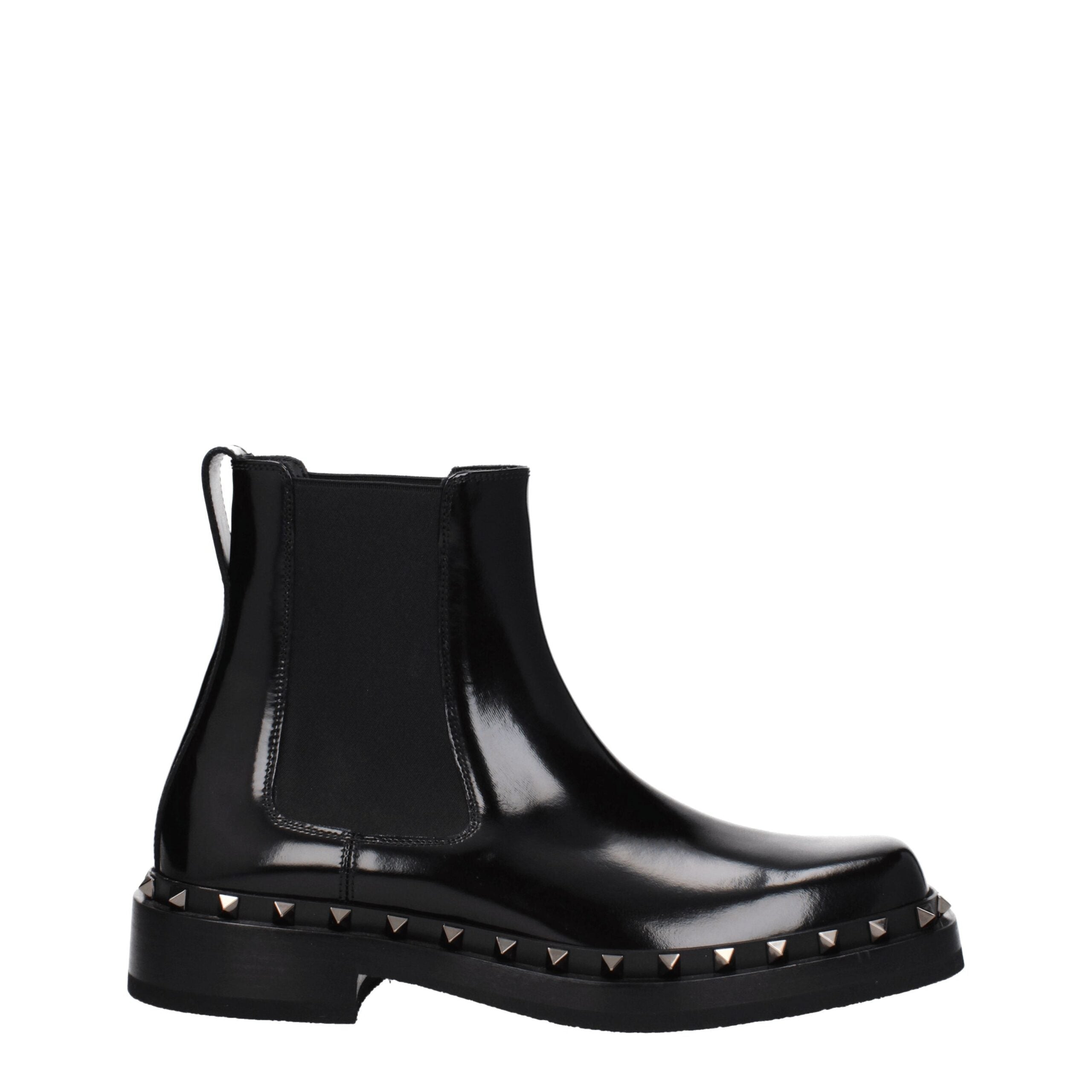 Valentino Garavani Black Leather Chelsea Boots