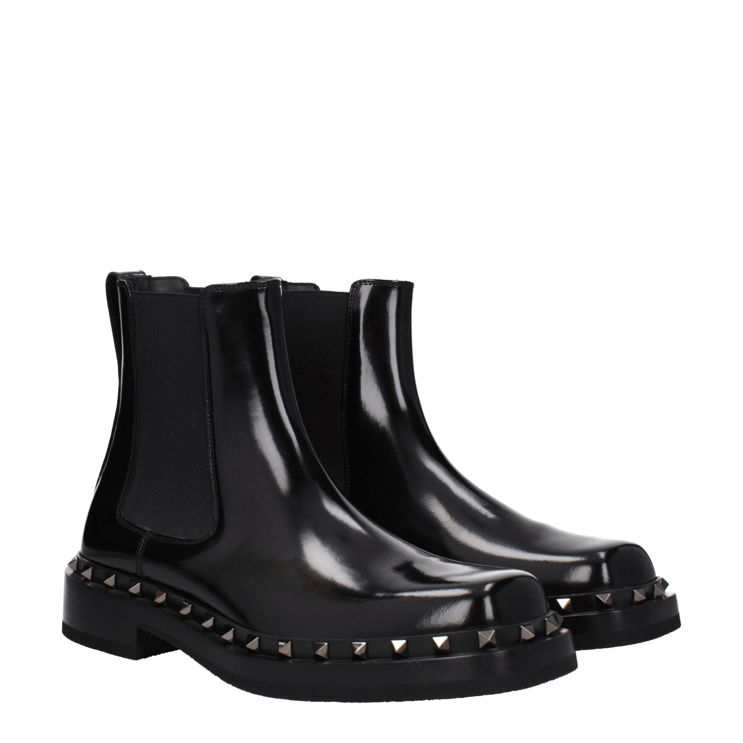 Valentino Garavani Black Leather Chelsea Boots