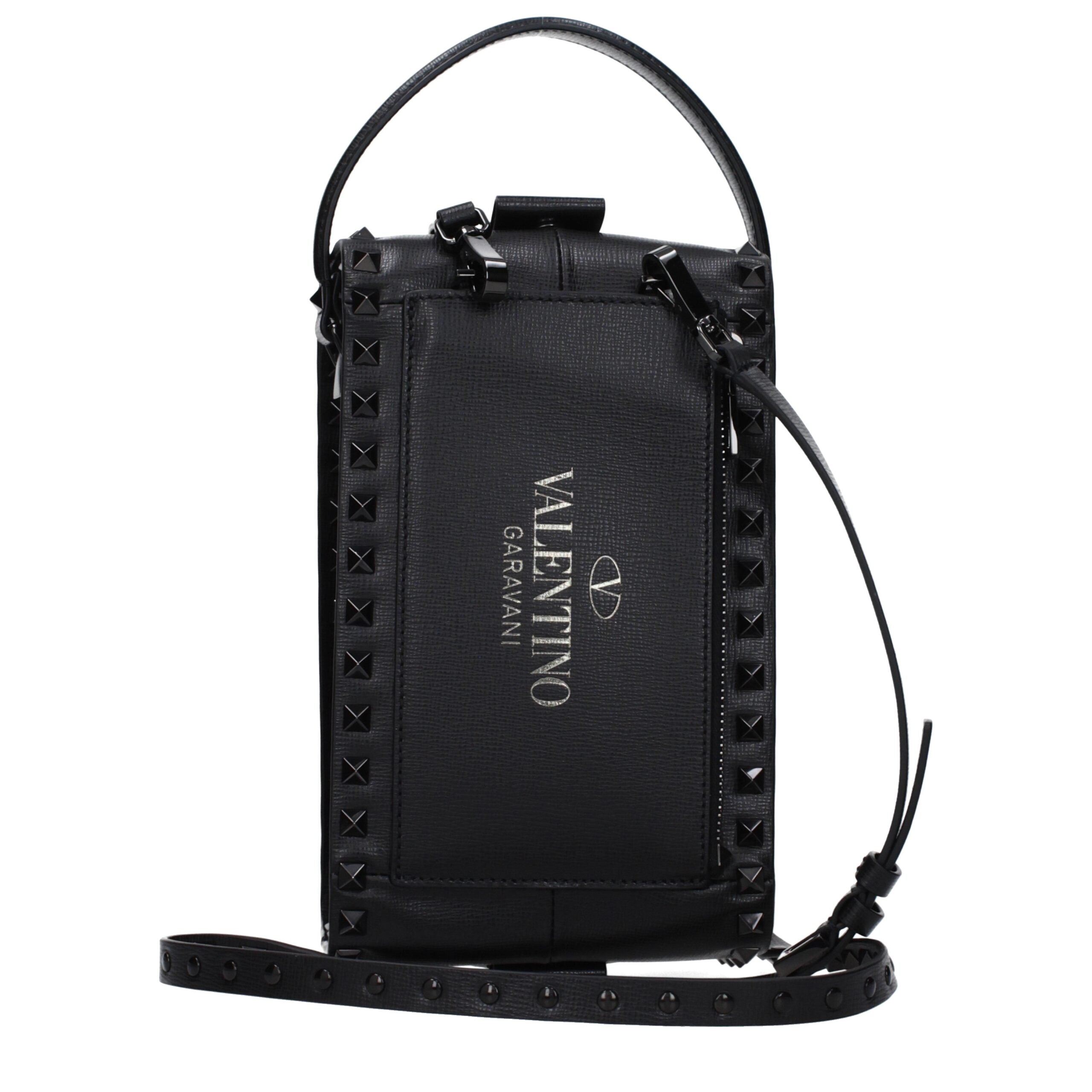 Valentino Garavani Black Leather Clutch Bags LUNESCAPE