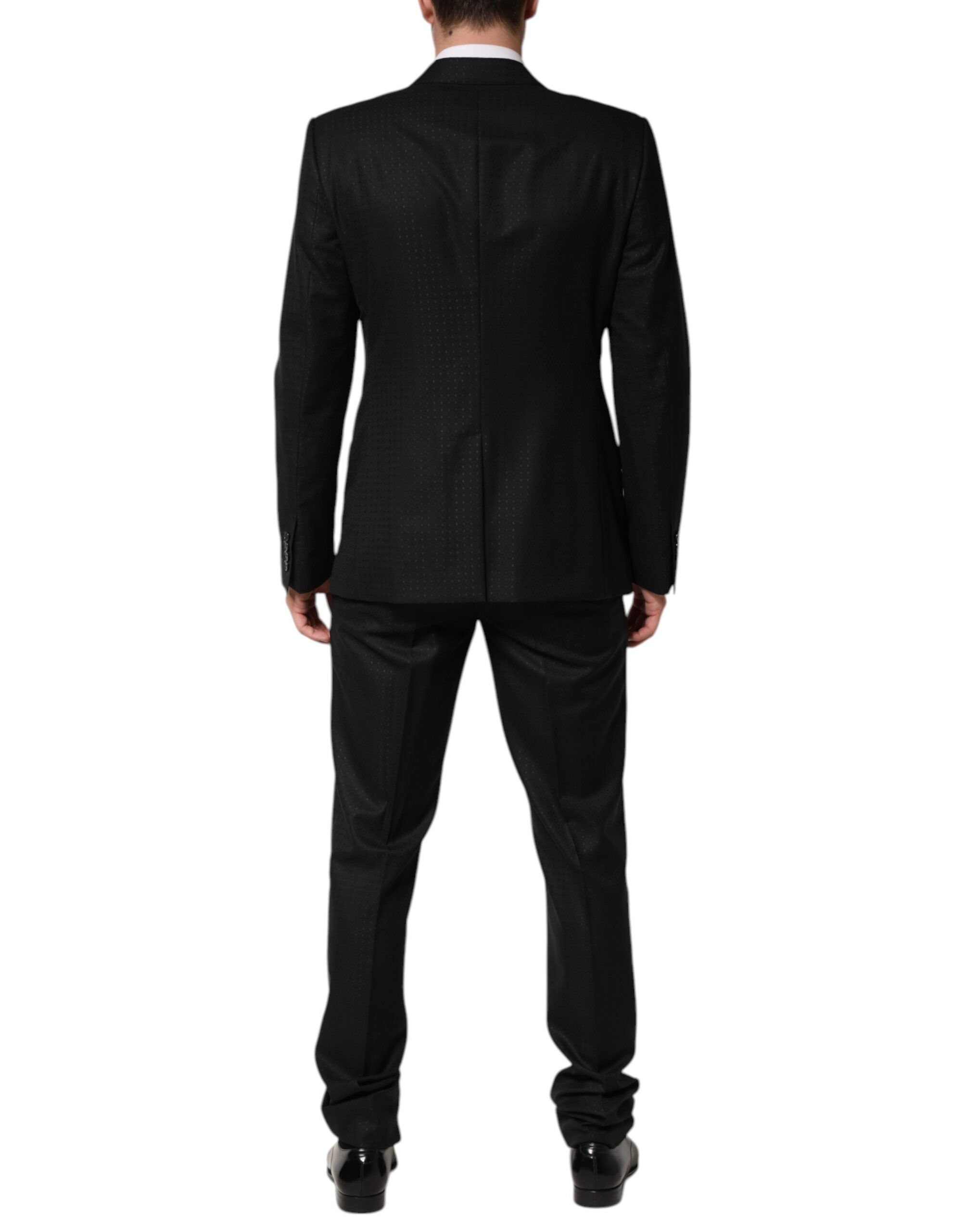 Dolce & Gabbana Black Jacquard Single Breasted 2 Piece Suit