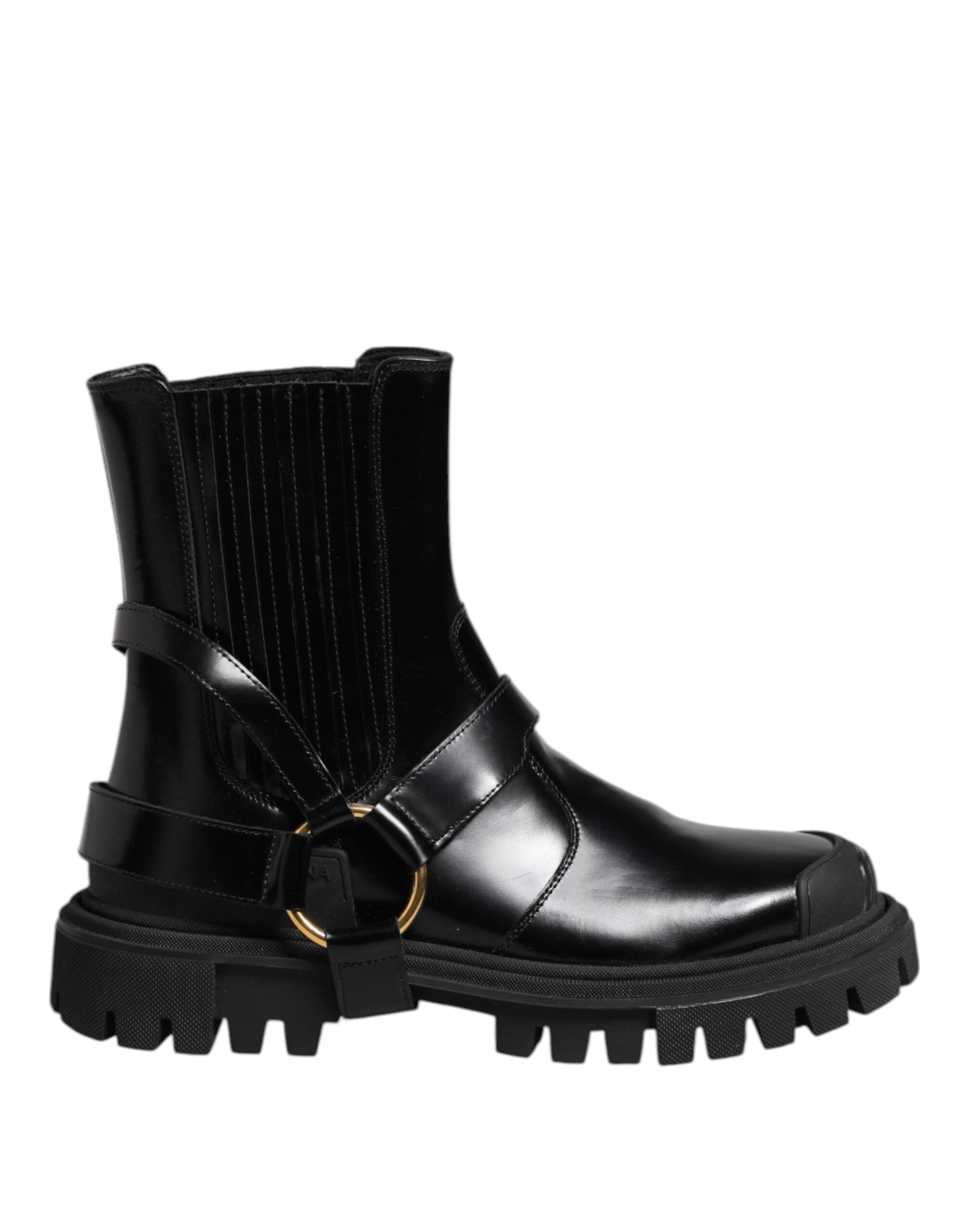 Dolce & Gabbana Black Leather Chelsea Men Short Boots Shoes LUNESCAPE