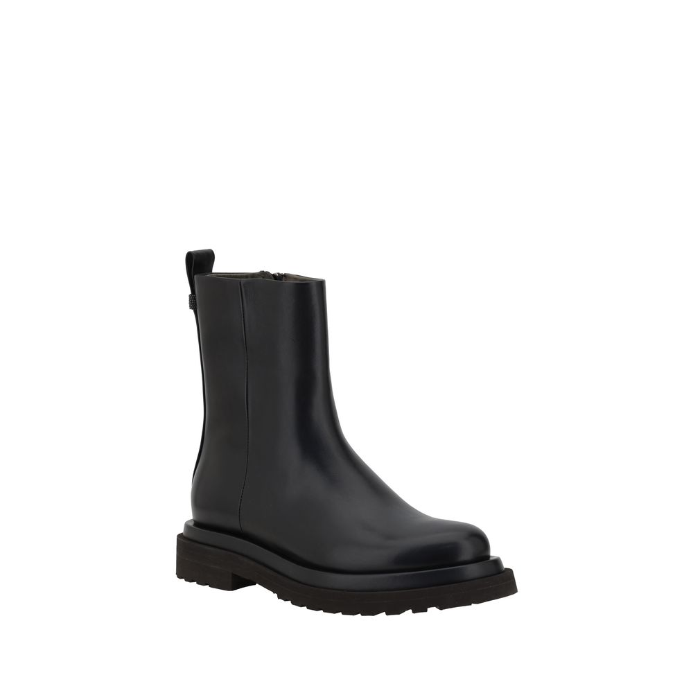 Brunello Cucinelli Leather Ankle Boots LUNESCAPE