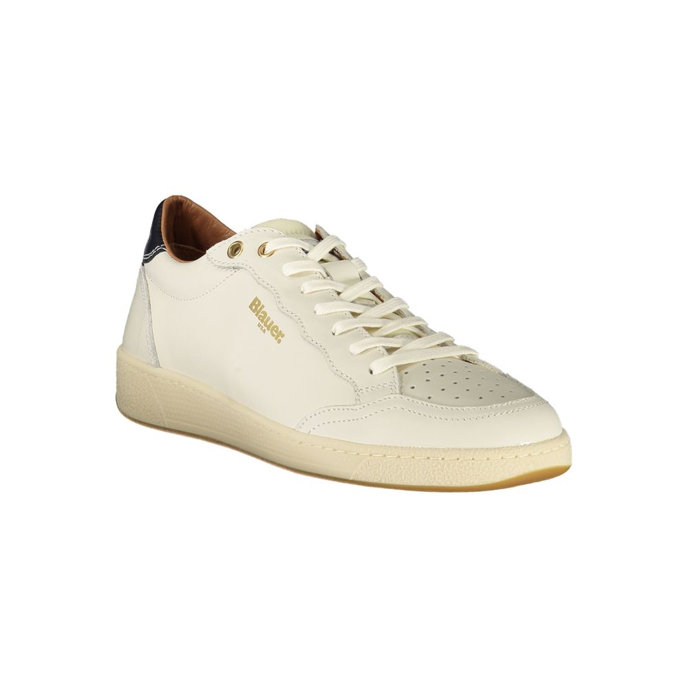 Blauer White Leather Men Sneaker LUNESCAPE