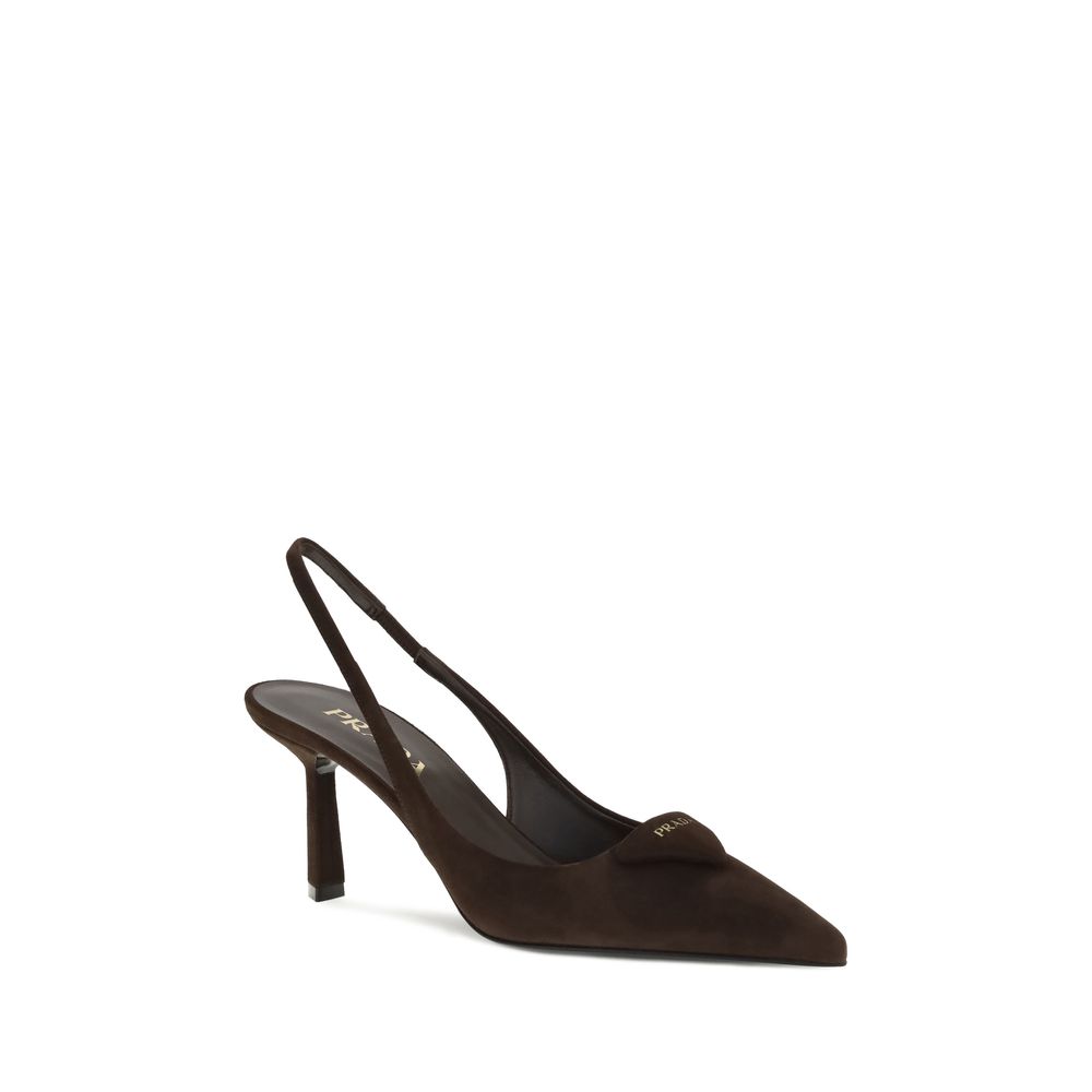 Prada Suede Kitten Heel Slingback Pumps