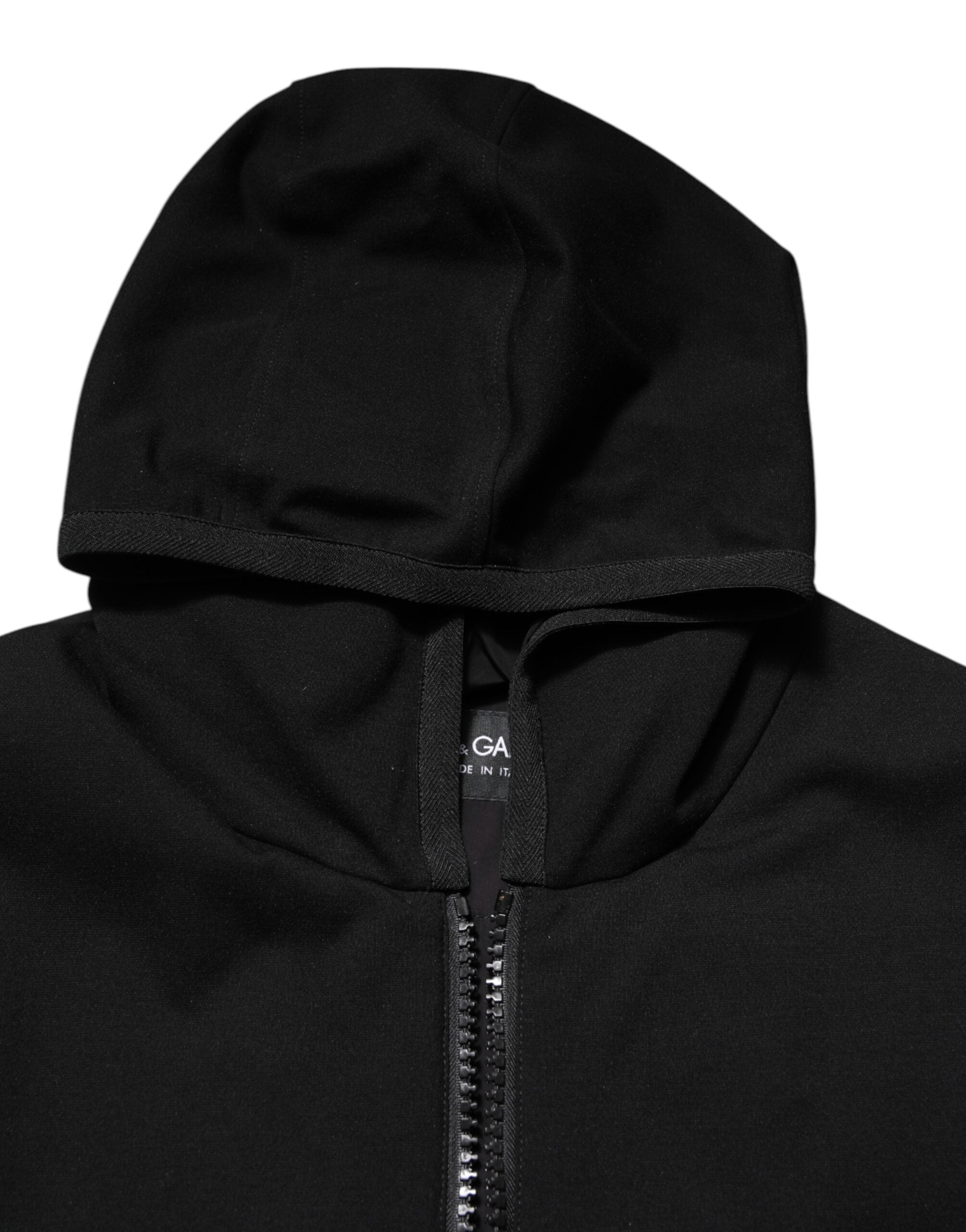 Dolce & Gabbana Black Sleeveless Hooded Logo Plaque Jacket LUNESCAPE