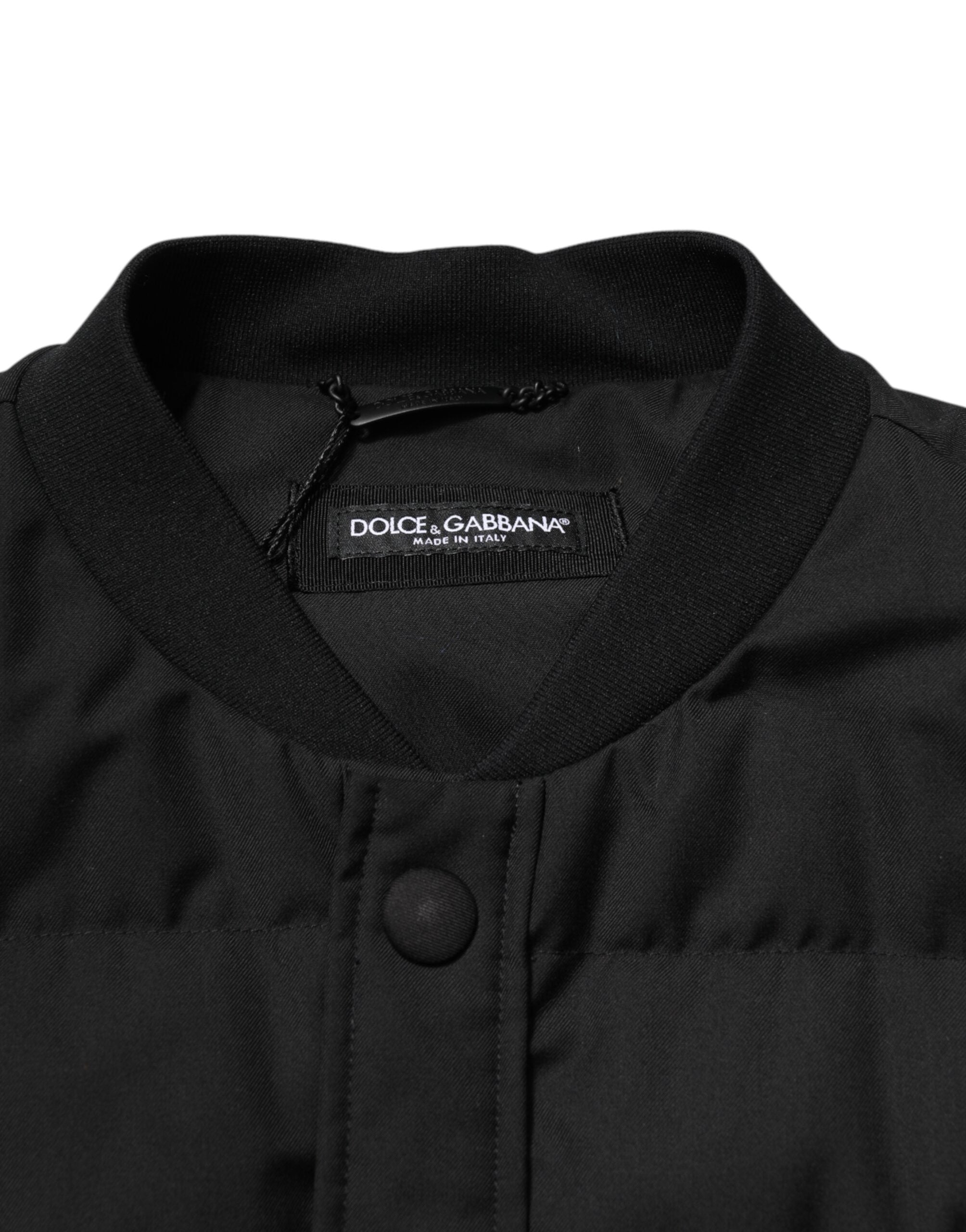Dolce & Gabbana Black Sleeveless Parka Logo Plaque Jacket LUNESCAPE