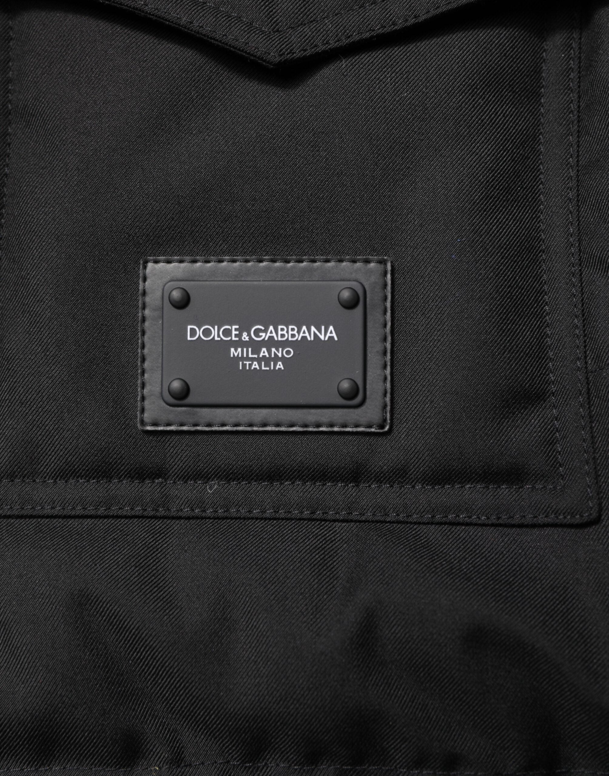 Dolce & Gabbana Black Sleeveless Parka Logo Plaque Jacket LUNESCAPE