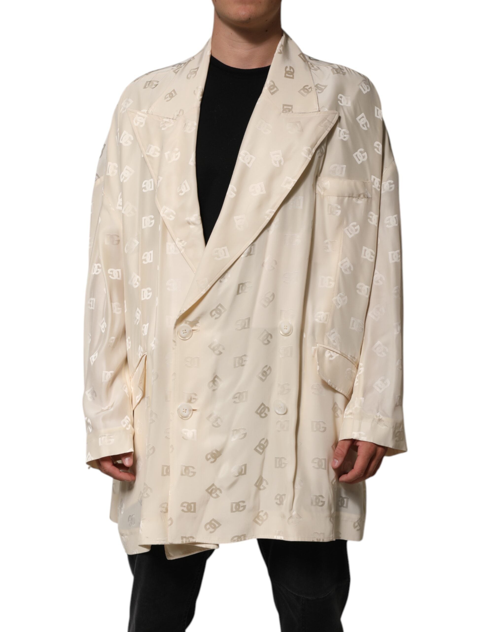 Dolce & Gabbana Beige Logo Monogram Coat