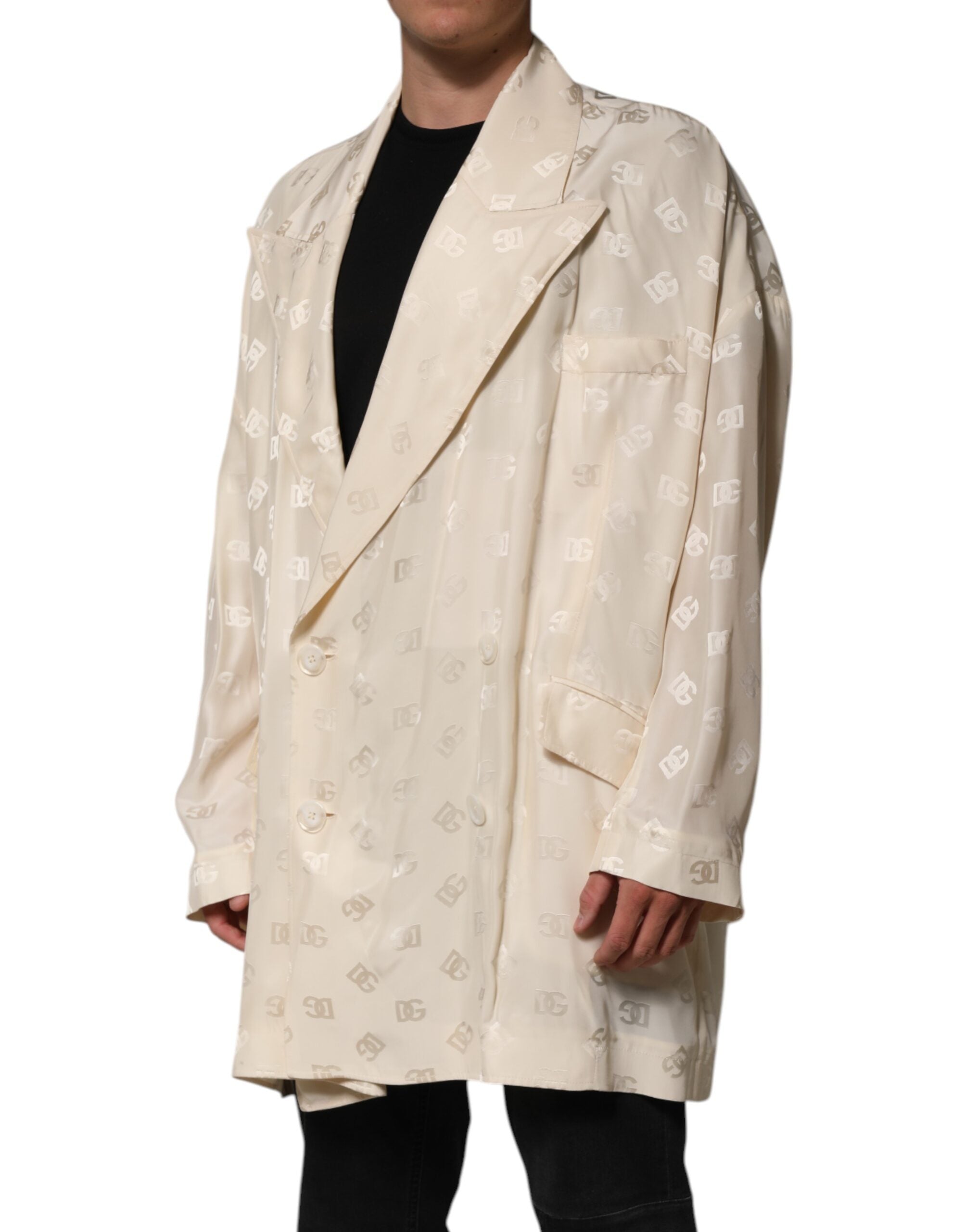 Dolce & Gabbana Beige Logo Monogram Coat