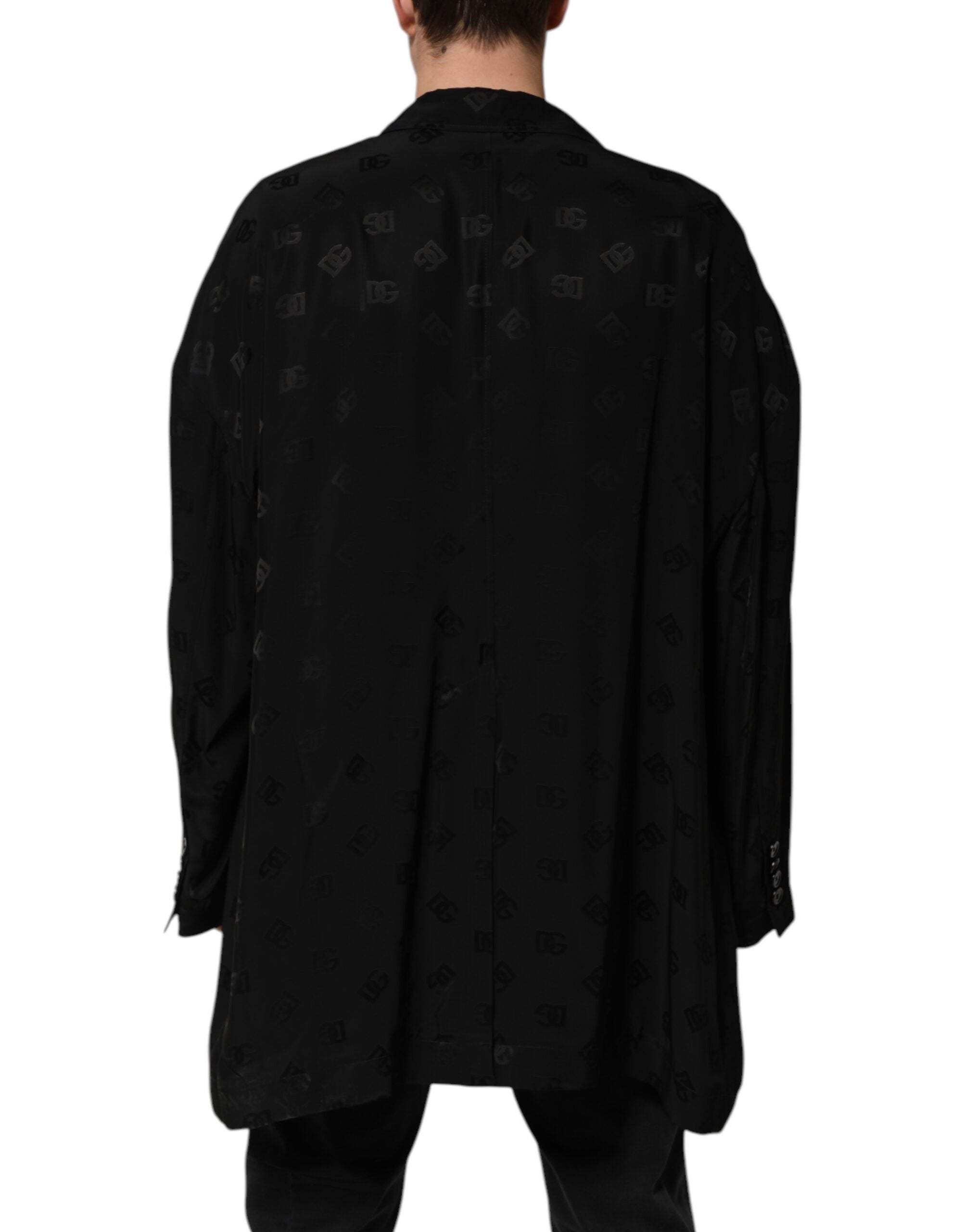 Dolce & Gabbana Black Logo Monogram Coat