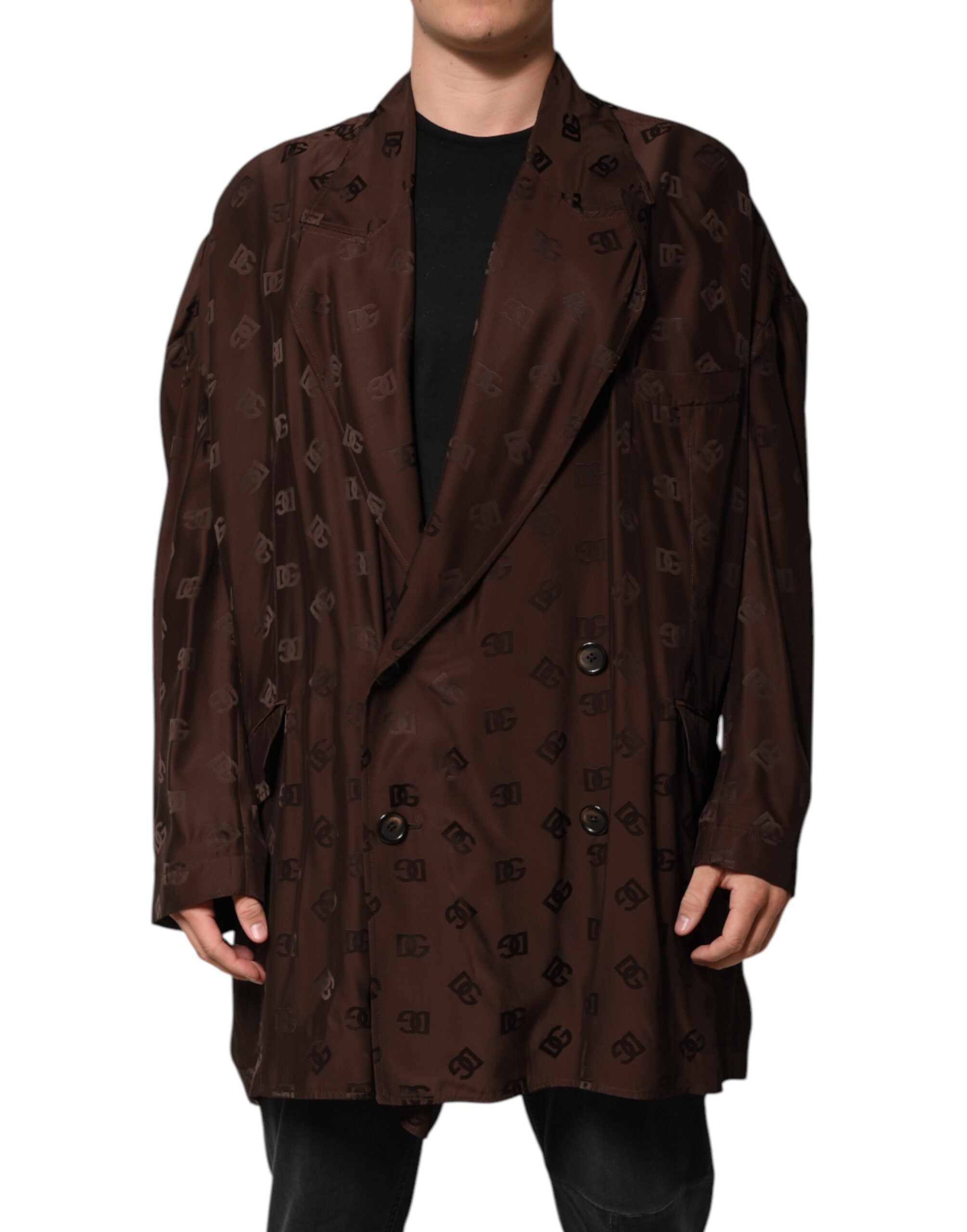 Dolce & Gabbana Brown Logo Monogram Coat